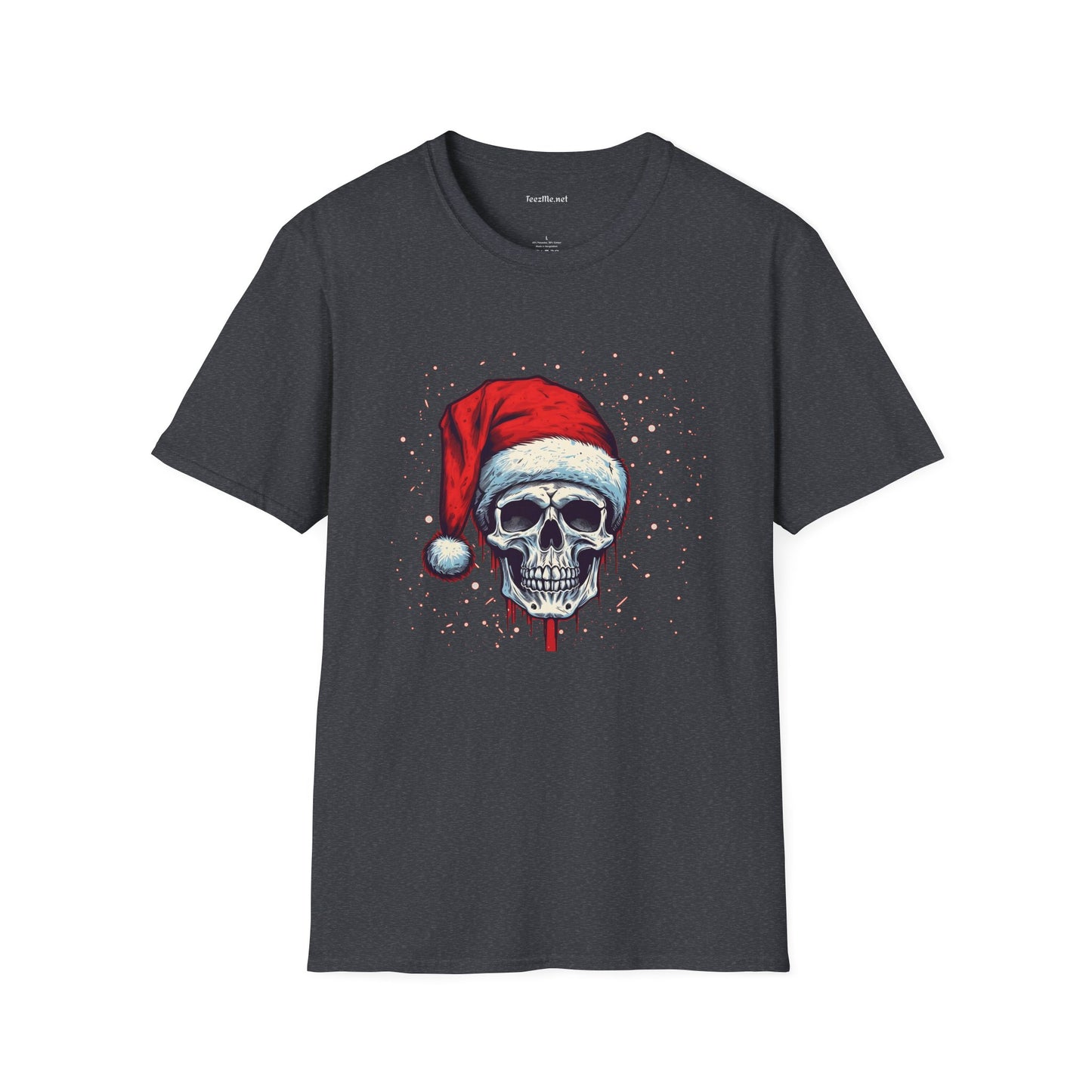 Creepy Santa Skeleton Unisex Softstyle T-Shirt 100% Cotton Graphic