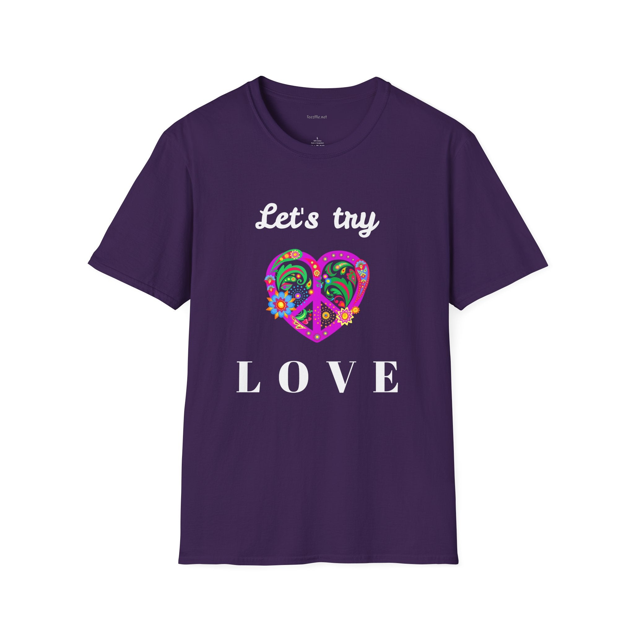 Let's Try Love - Unisex Softstyle T-Shirt 100% Cotton Graphic