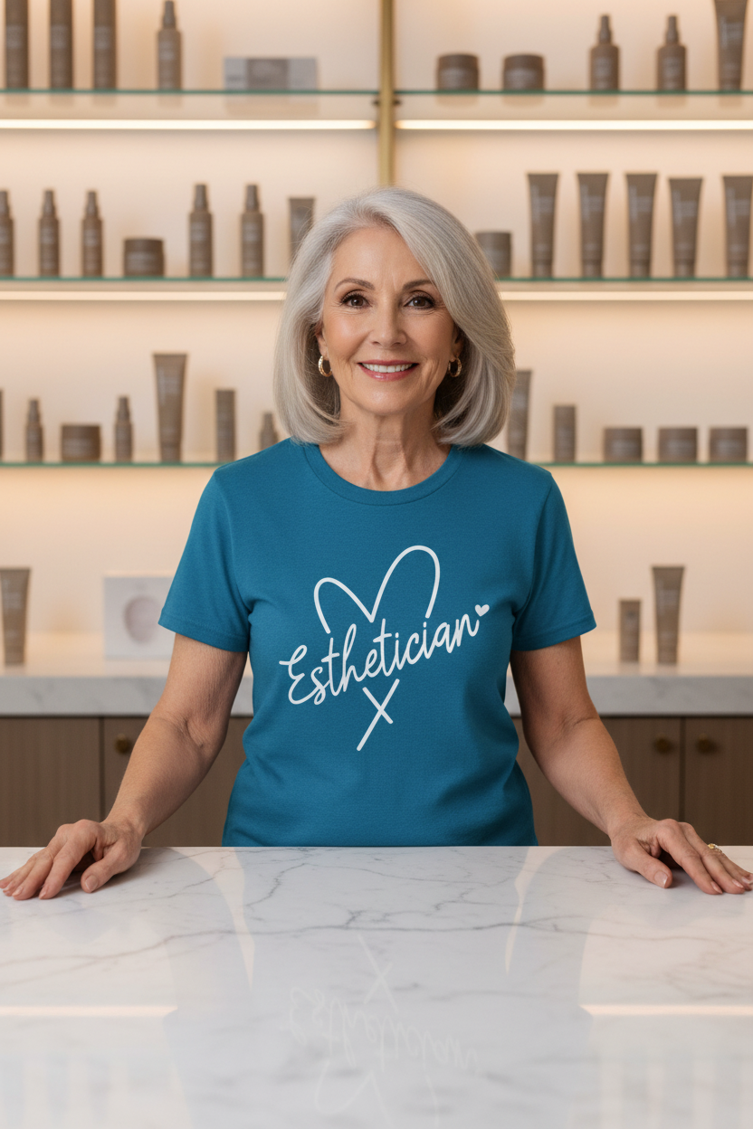 Esthetician with heart 01 Unisex Soft Style T-Shirt 100% Cotton Graphic