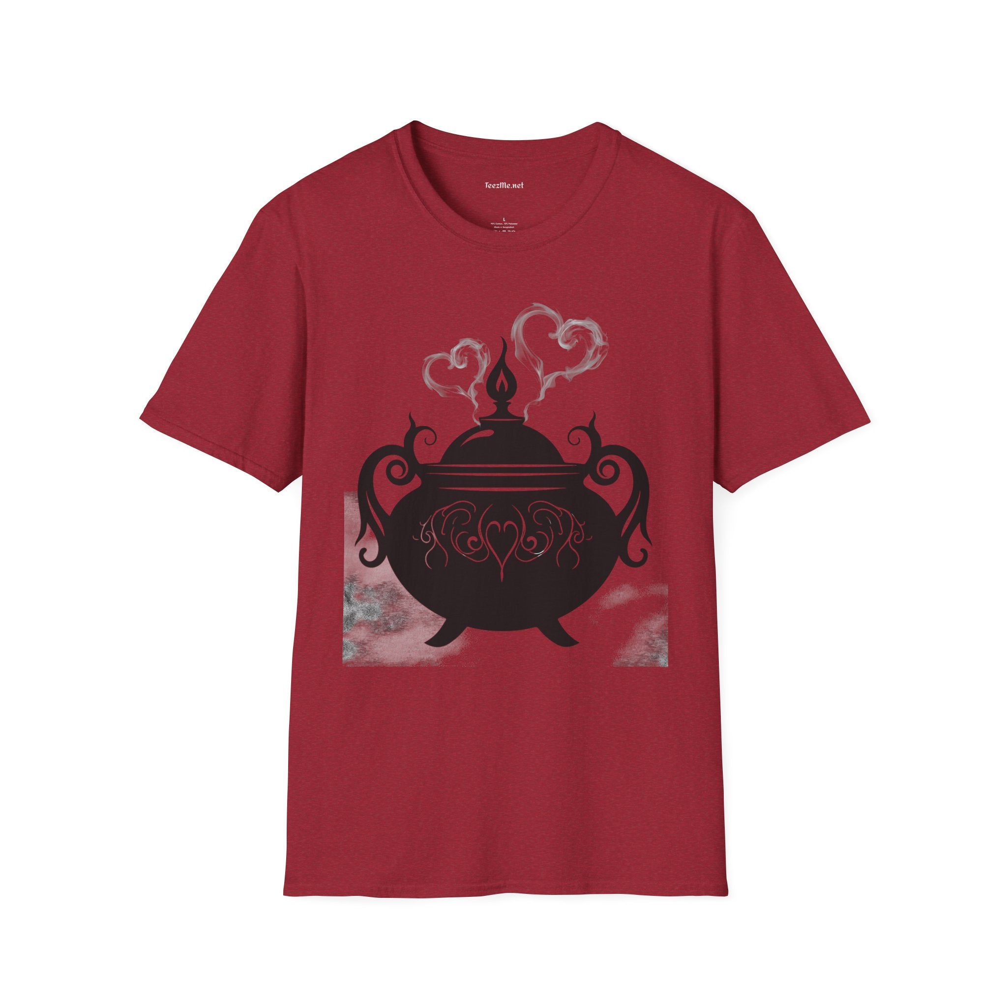 Black Cauldron with Hearts Unisex Soft T-Shirt 100% Cotton Graphic
