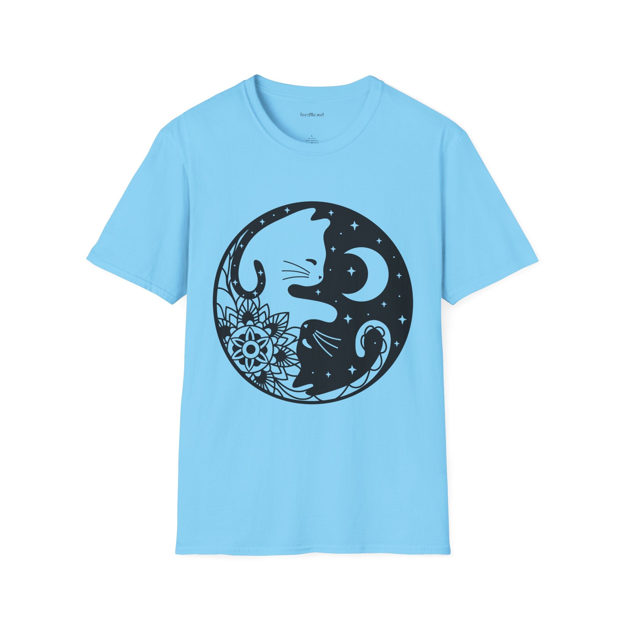 Yin Yang Cat1 Unisex Soft T-Shirt 100% Cotton Graphic