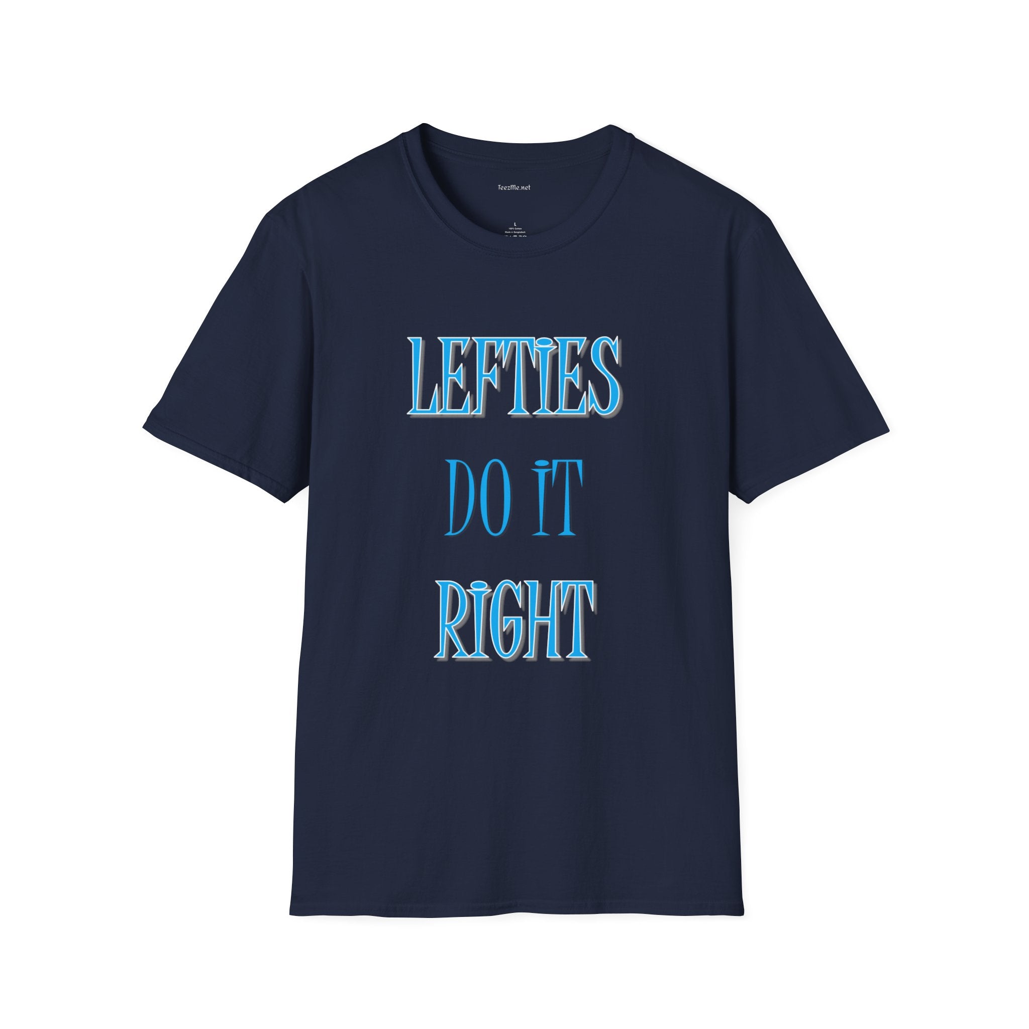 Lefties do it Right (blue) - Unisex Softstyle T-Shirt 100% Cotton Graphic
