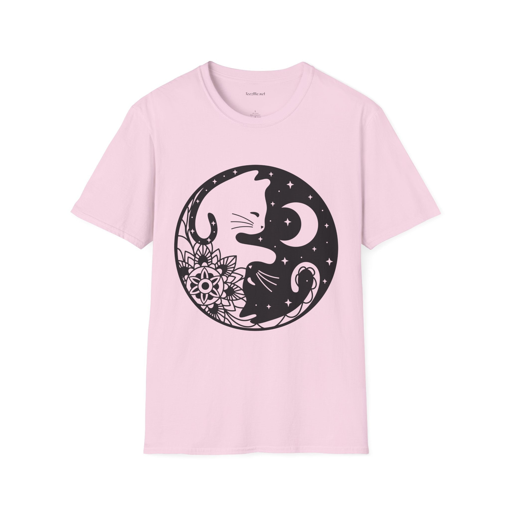 Yin Yang Cat1 Unisex Soft T-Shirt 100% Cotton Graphic