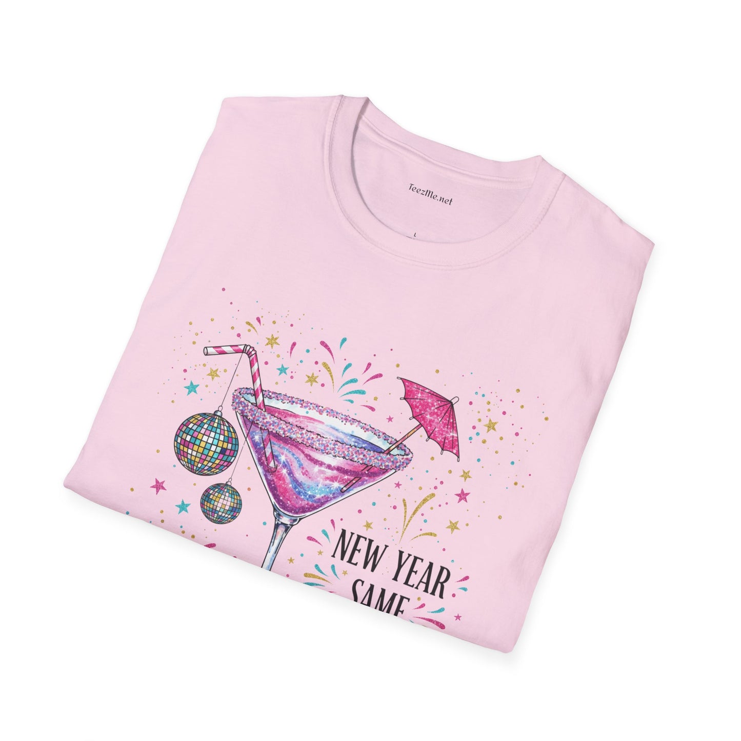 New Year Same Hot Mess 01 Unisex Softstyle T-Shirt 100% Cotton Graphic Seasonal Celebration