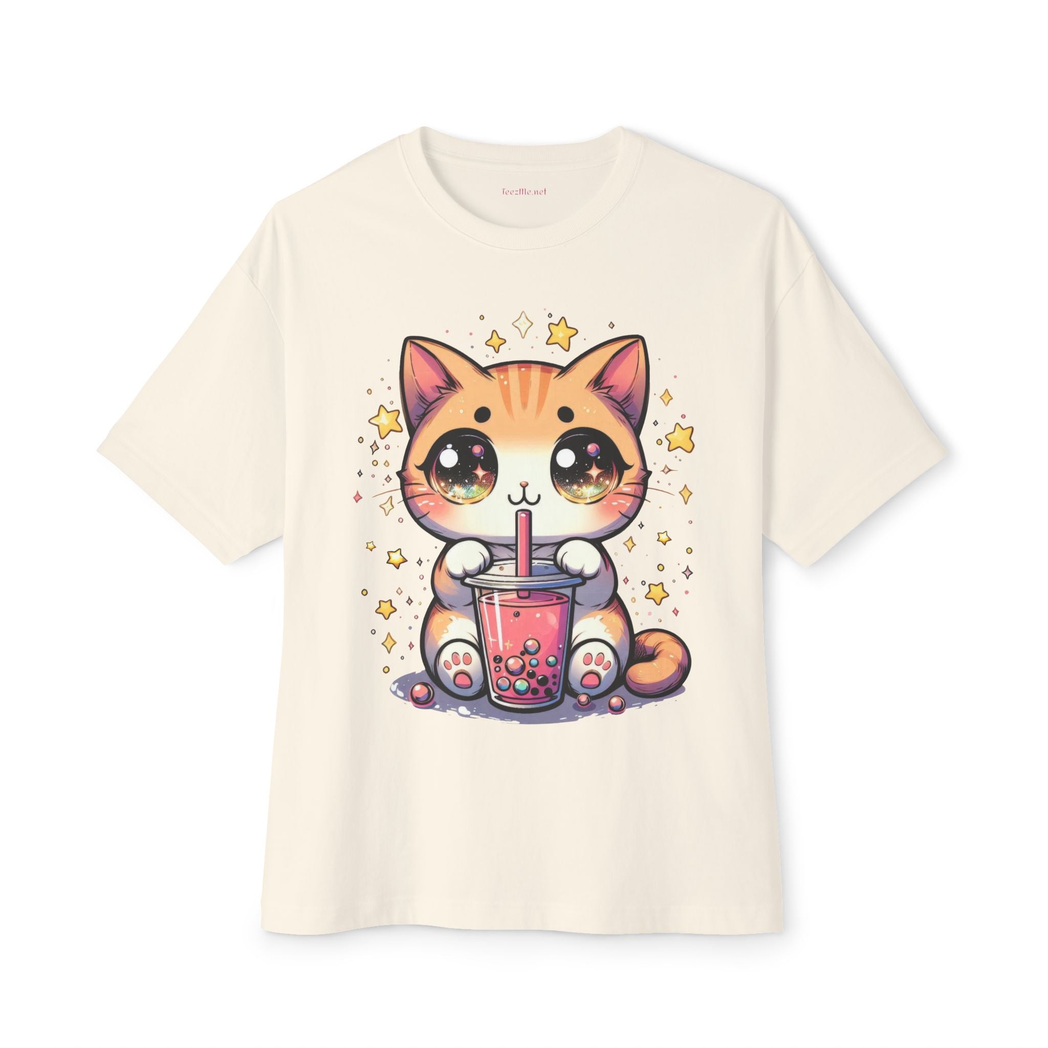 Anime Cat Bubble Tea  (1) Unisex Oversized Boxy Tee
