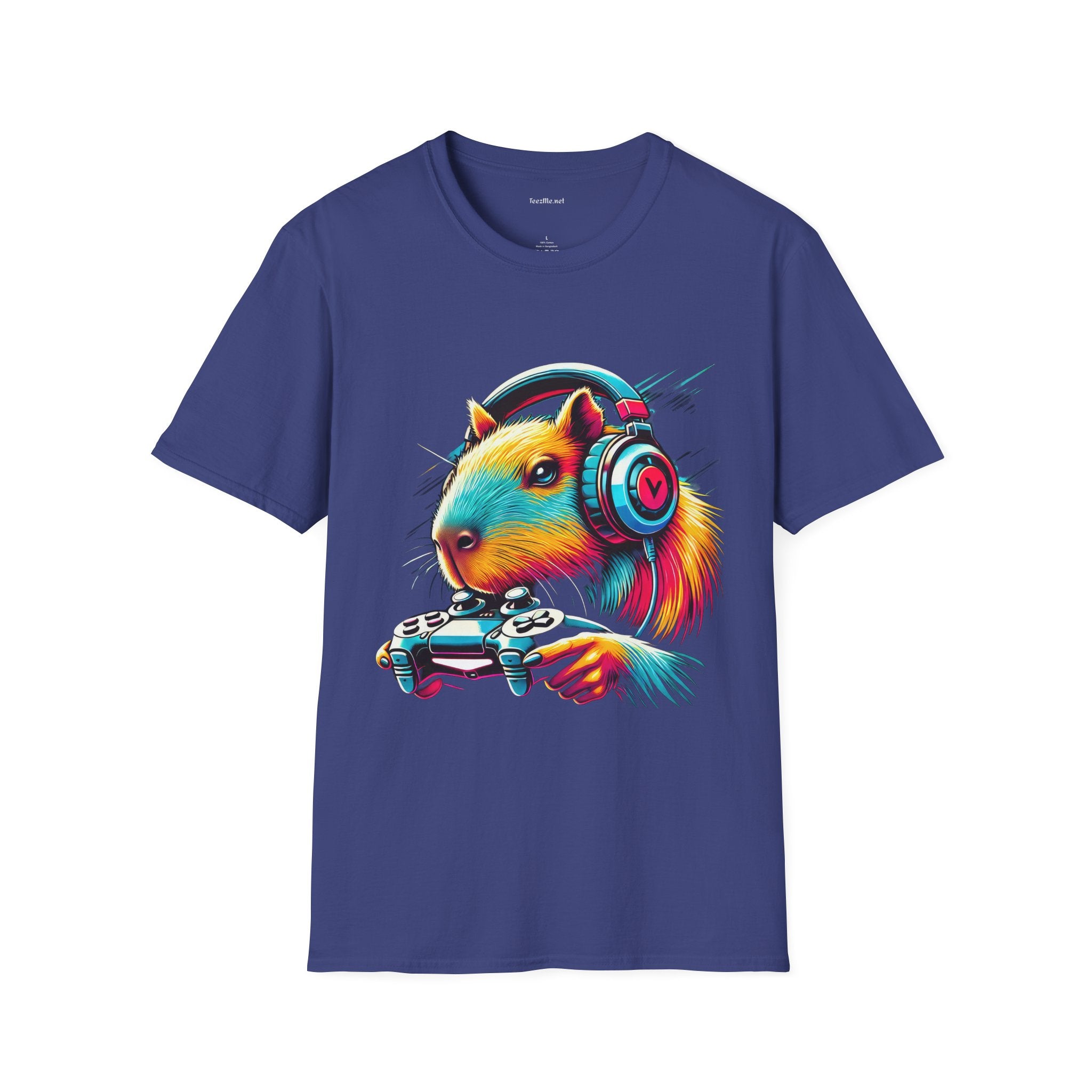 Capybara Video Gamer Unisex Softstyle T-Shirt 100% Cotton Graphic