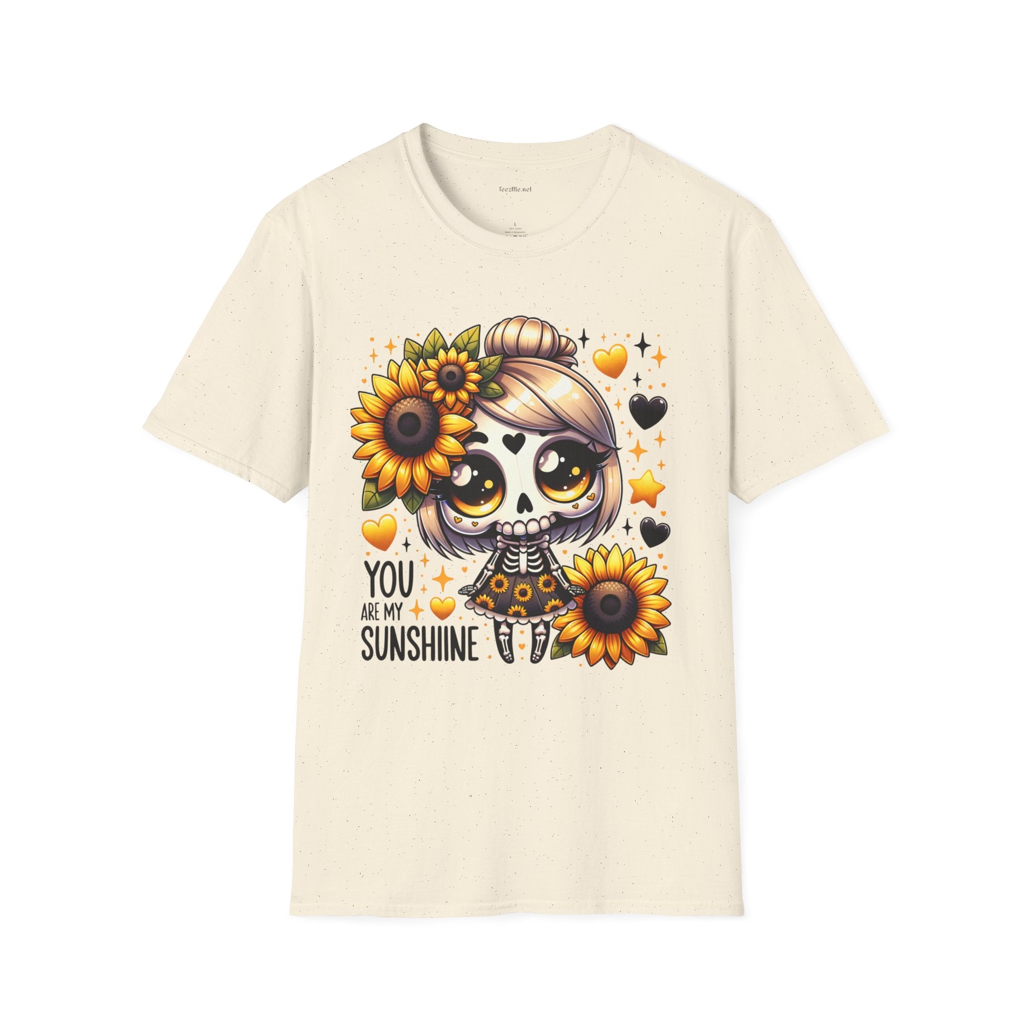 Sunflower Day of the Dead Tee — "You Are My Sunshine" Cute Sugar Skull Shirt