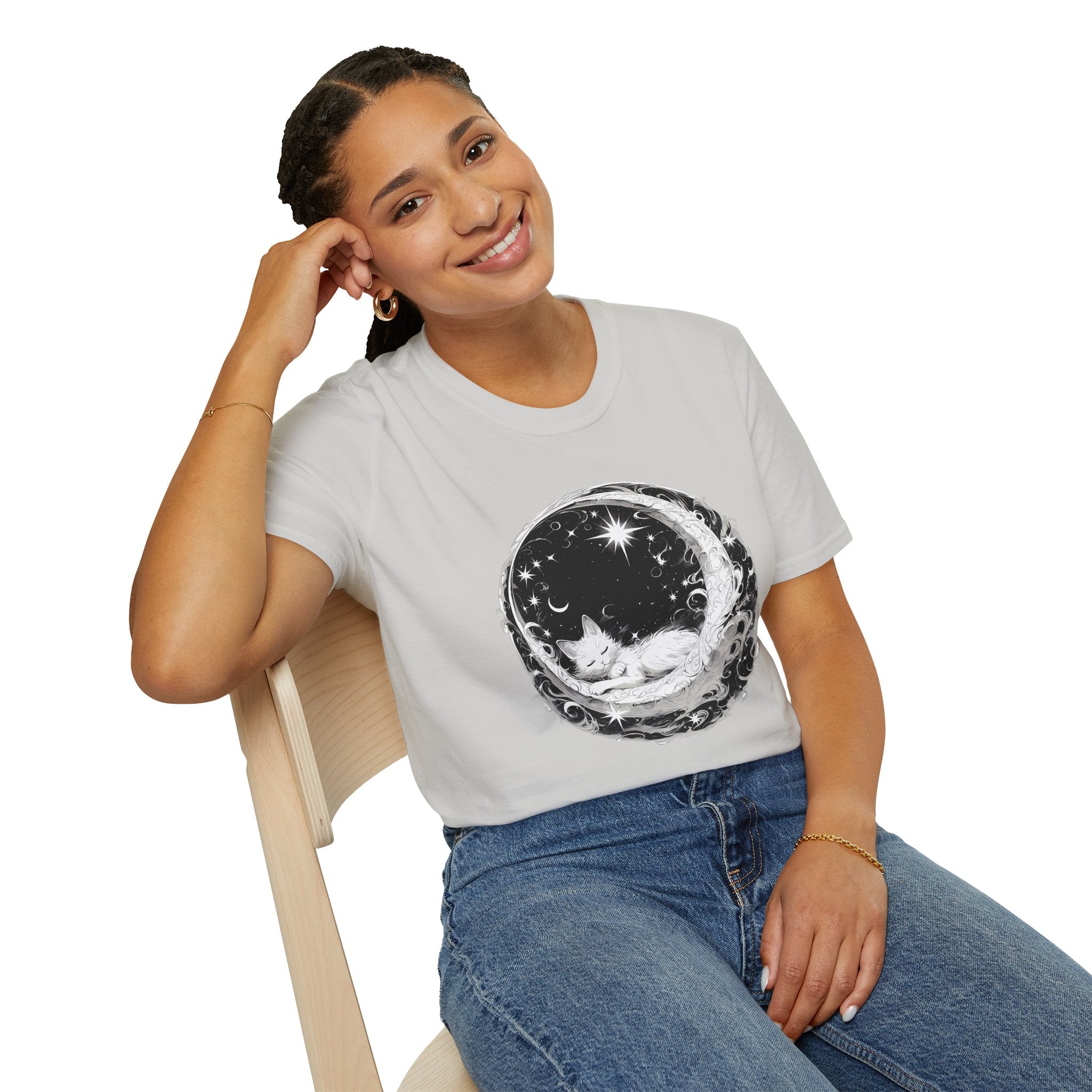 Moon Cat  - Unisex Softstyle T-Shirt 100% Cotton Graphic
