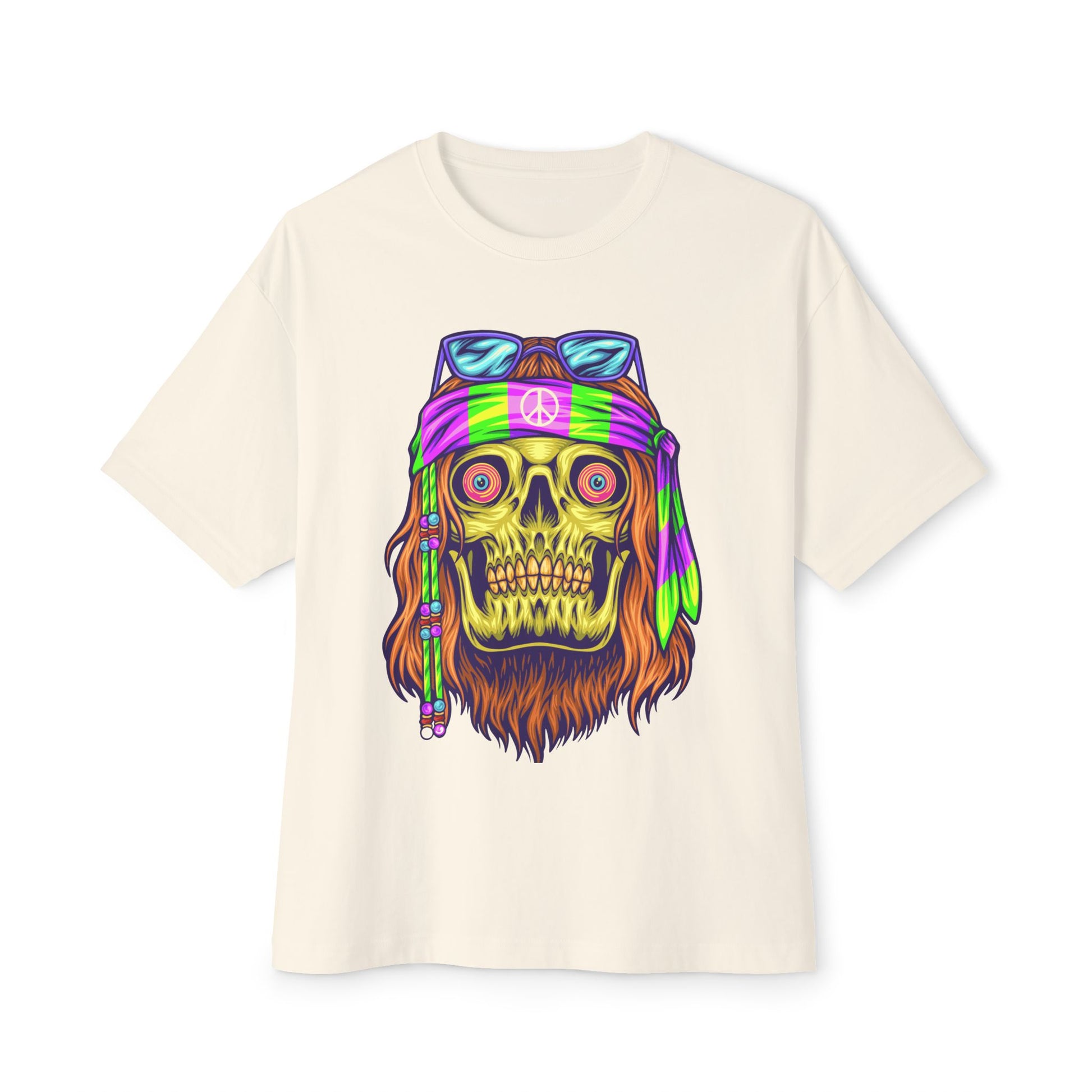 Psychedelic Hippie Skull Unisex Oversized Boxy Tee
