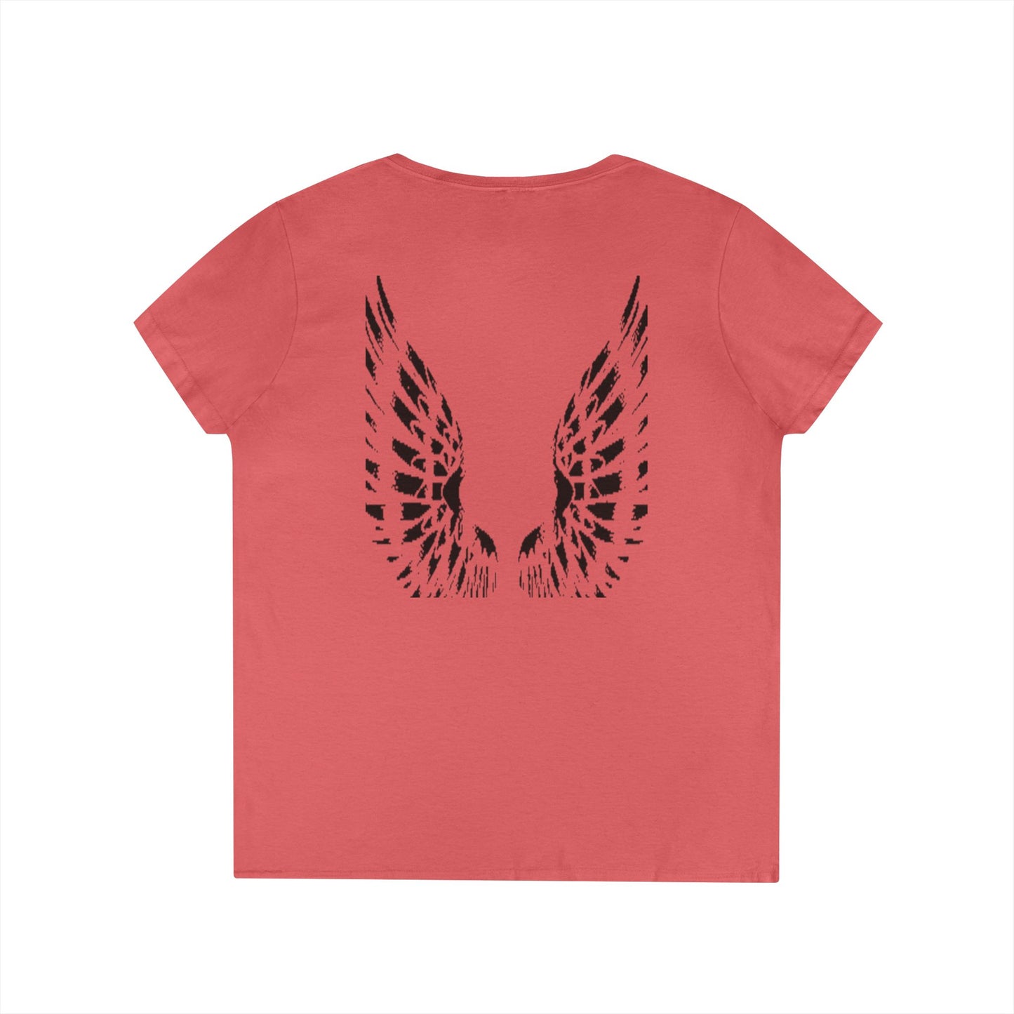 Angel Wings (back) - Ladies' V-Neck T-Shirt 100% cotton