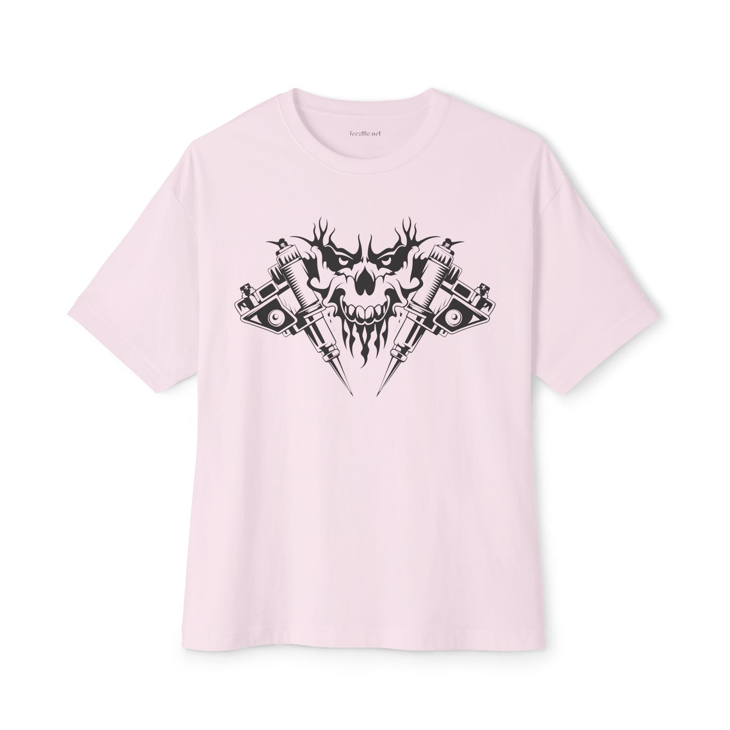 Crossed Tattoo Machine 01 Unisex Oversized Boxy Tee