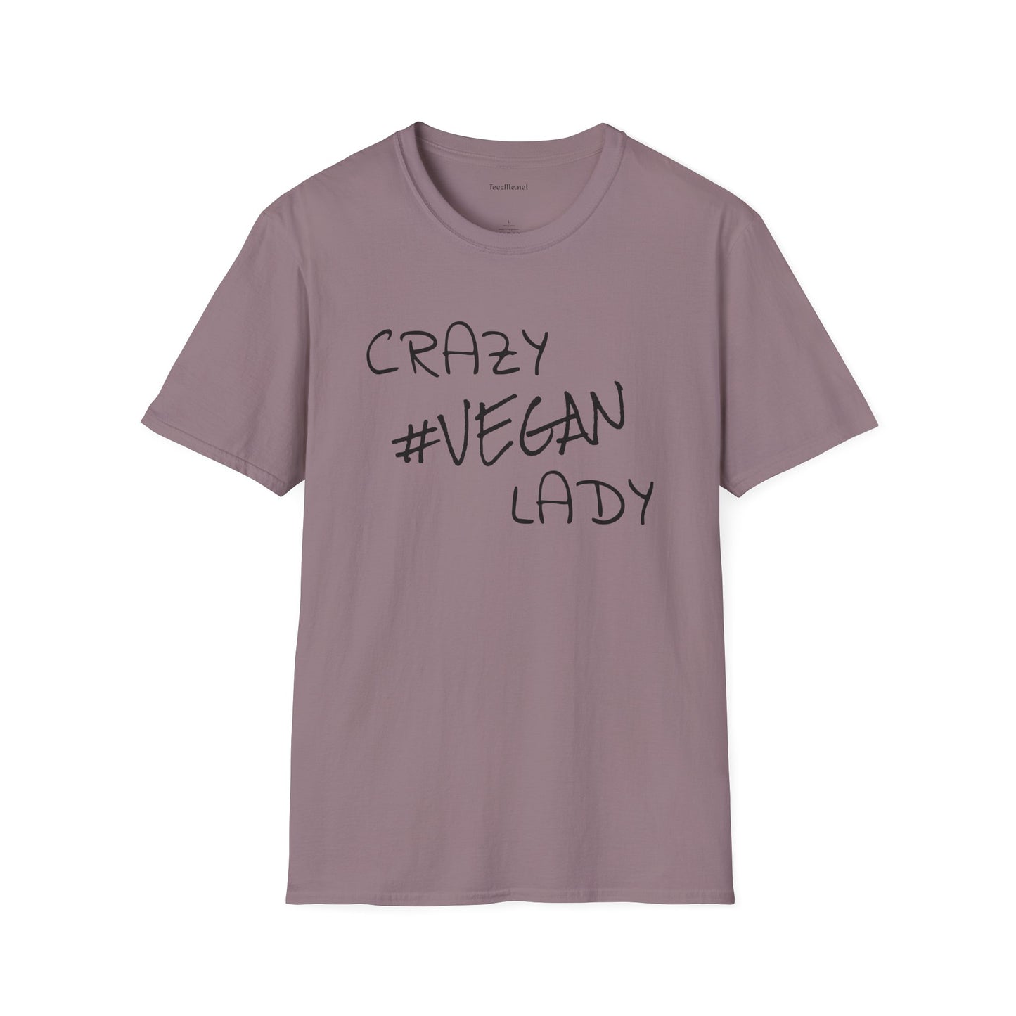 Crazy #Vegan Lady Unisex Softstyle T-Shirt 100% Cotton Graphic