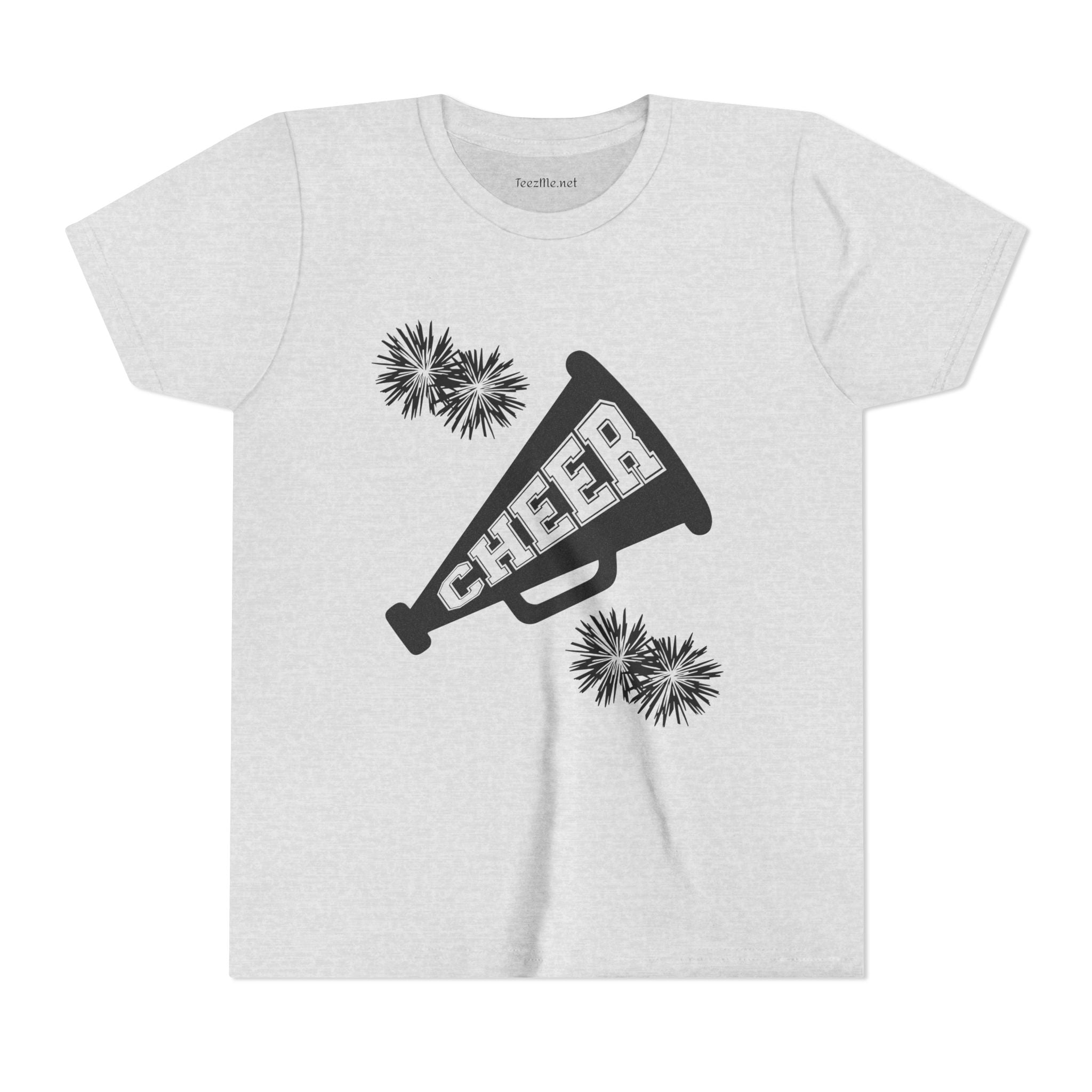 Youth Cheer Megaphone T‑Shirt – Pom Pom Cheerleader Tee