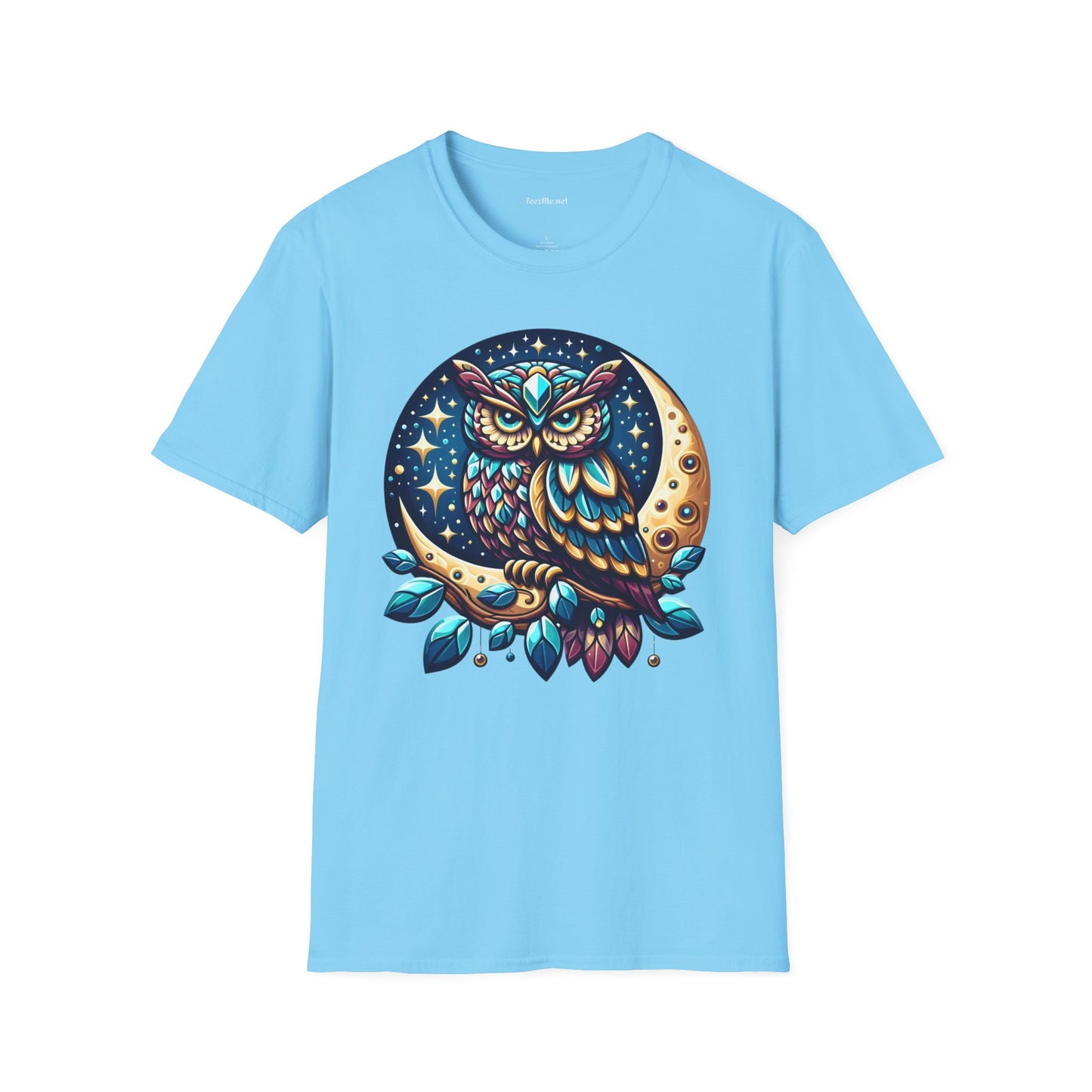 Jeweled Moon Owl Unisex Softstyle T-Shirt 100% Cotton