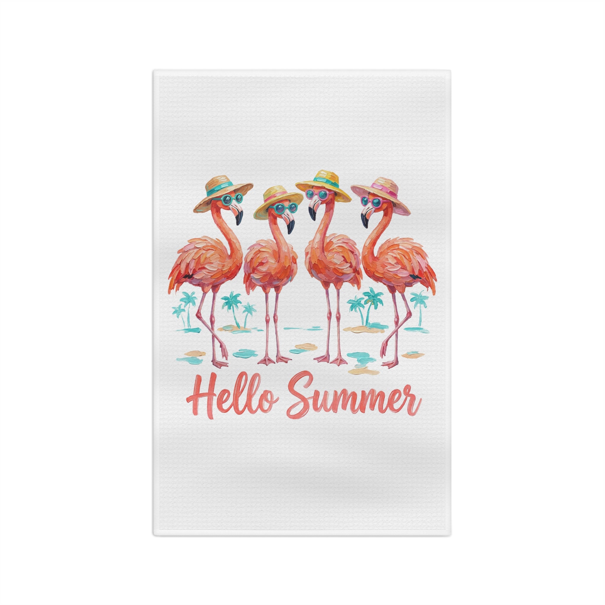 Hello Summer Flamingo Tea Towel