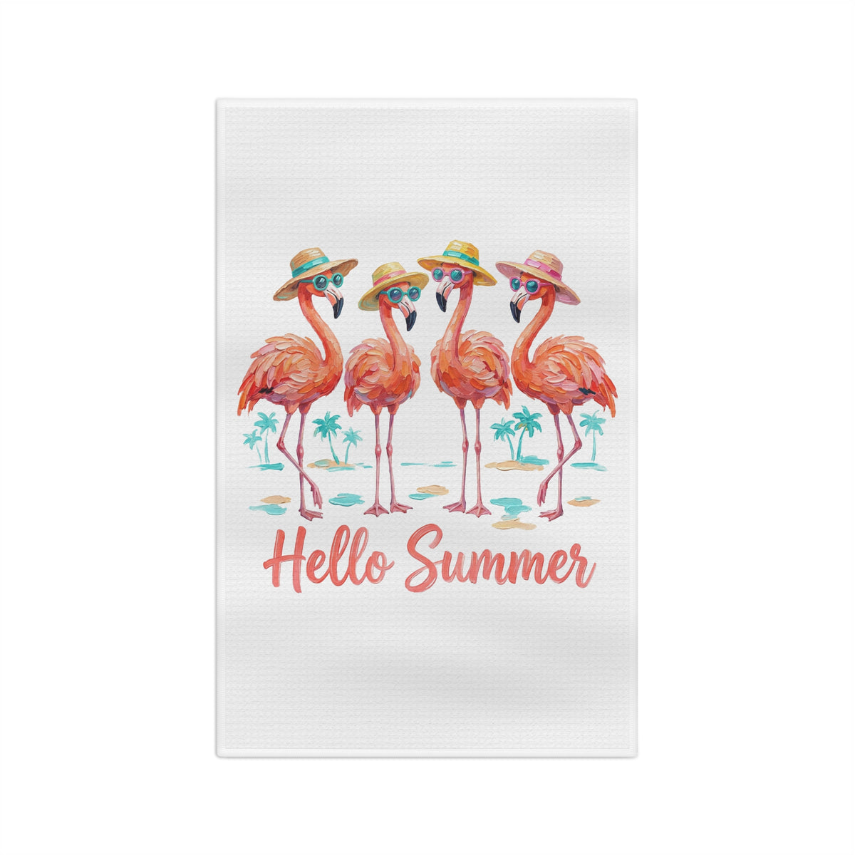 Hello Summer Flamingo Tea Towel