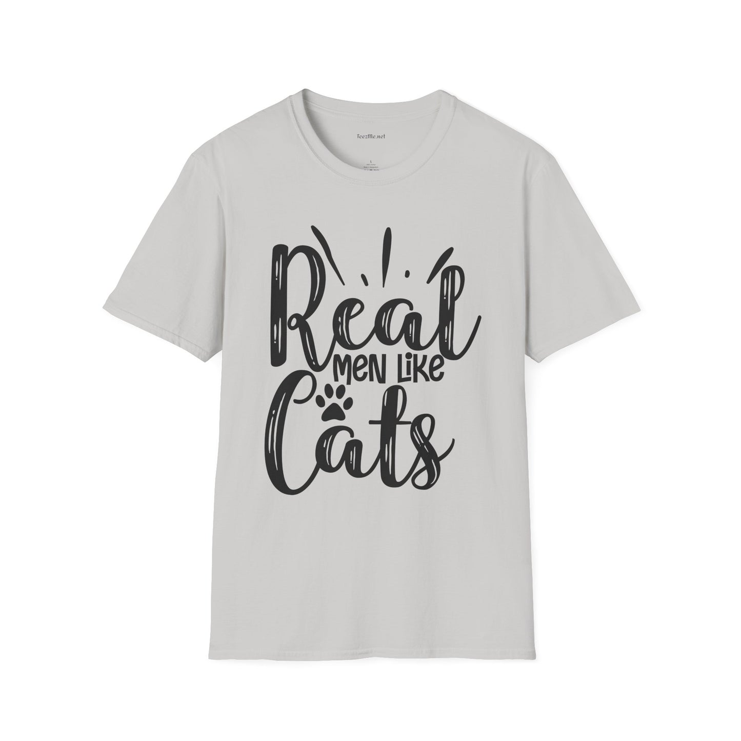 Real Men Like Cats Unisex Soft Style T-Shirt 100% Cotton Graphic