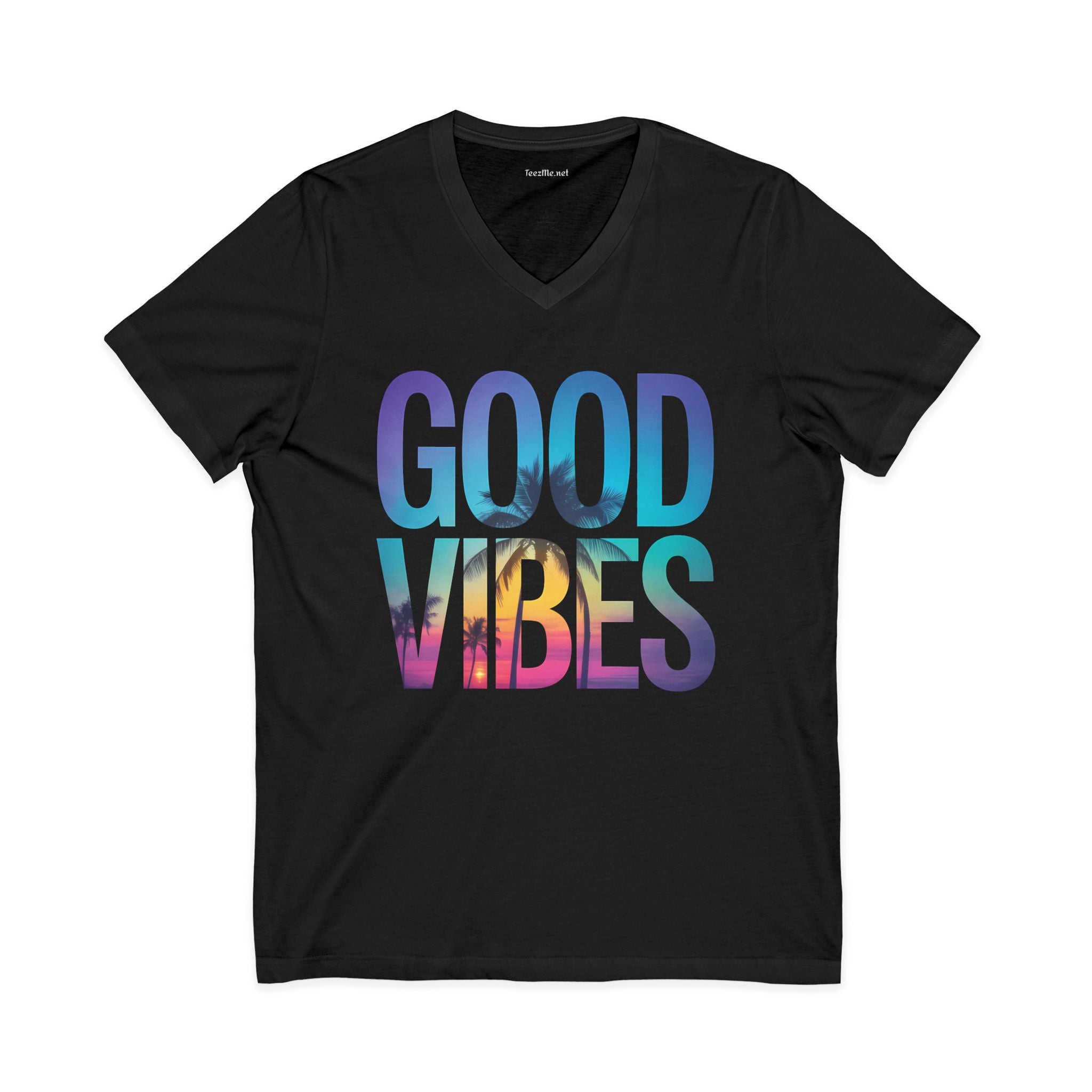 Good Vibes Palm - Unisex Jersey Short Sleeve V-Neck Tee