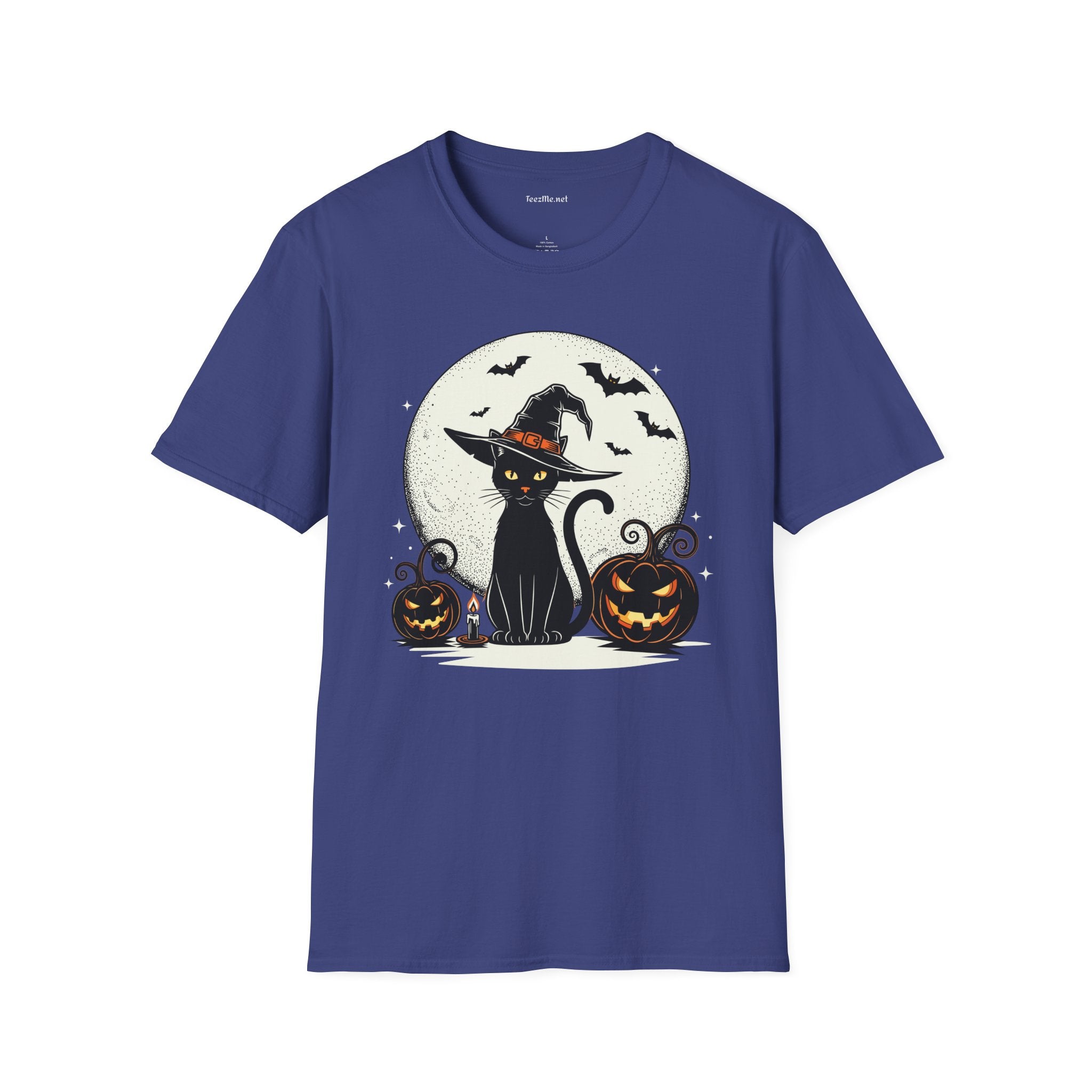 Cat with pumpkin Unisex Softstyle T-Shirt 100% Cotton Graphic