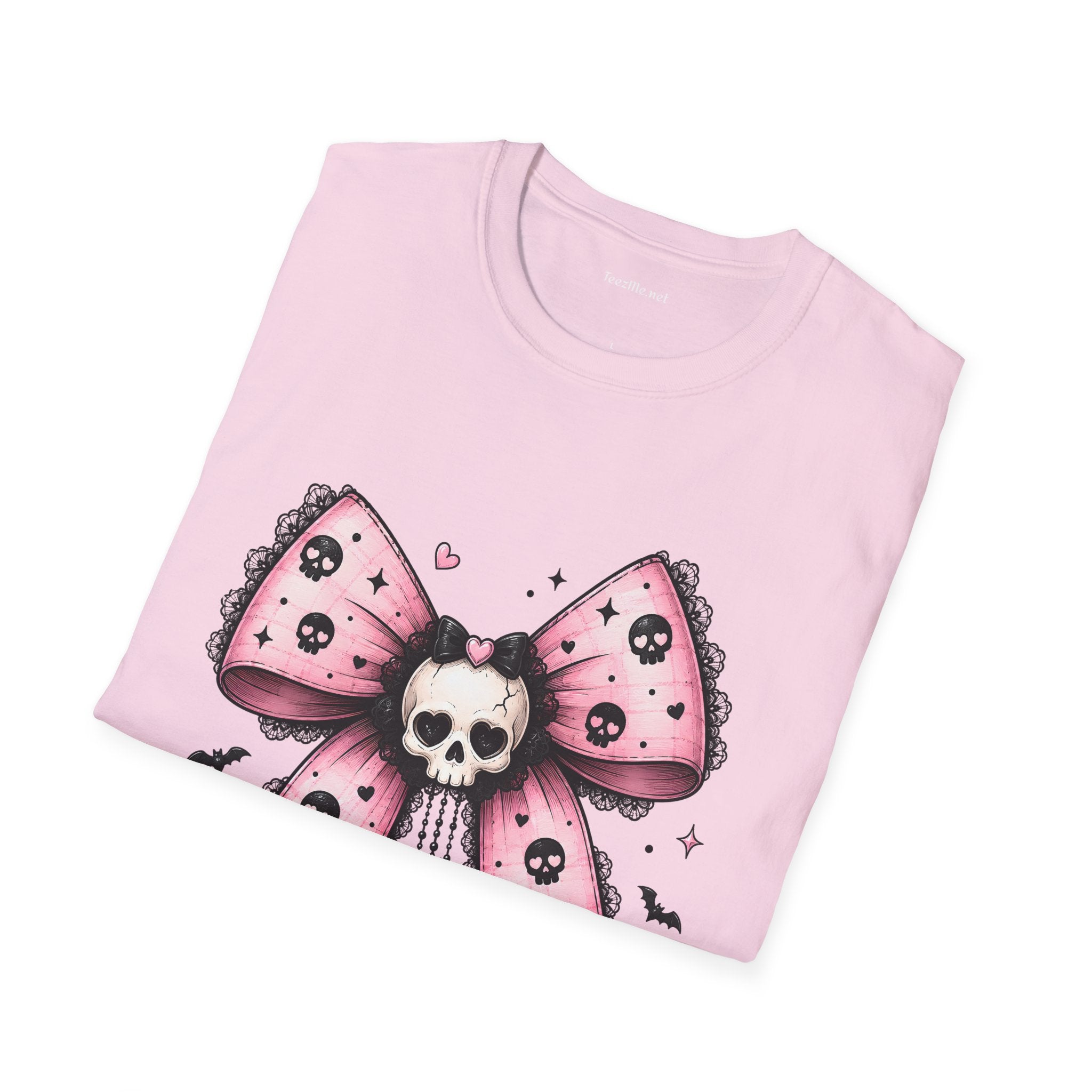 Skull Bow T-Shirt — Gothic Pink Ribbon Tee