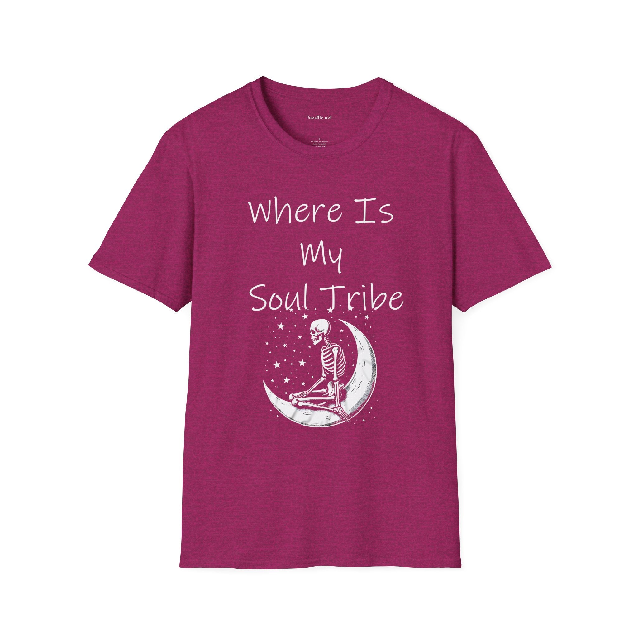 Where Is My Soul Tribe with Skeleton Unisex Soft Style T-Shirt 100% Cotton Graphic