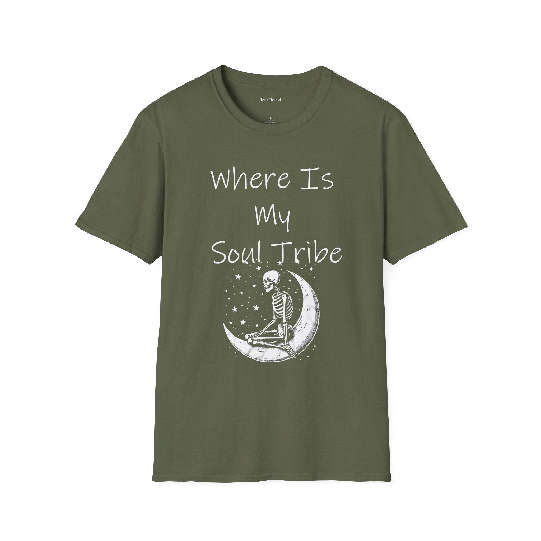 Where Is My Soul Tribe with Skeleton Unisex Soft Style T-Shirt 100% Cotton Graphic