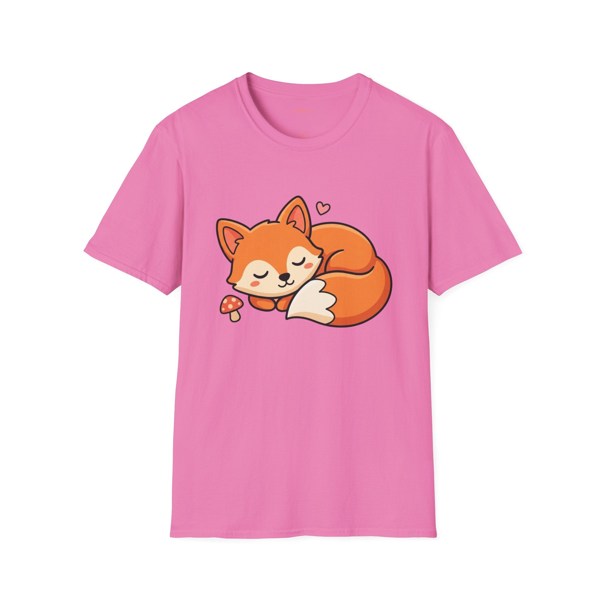 Sleeping Fox with Mushrrom Unisex Softstyle T-Shirt 100% Cotton Graphic