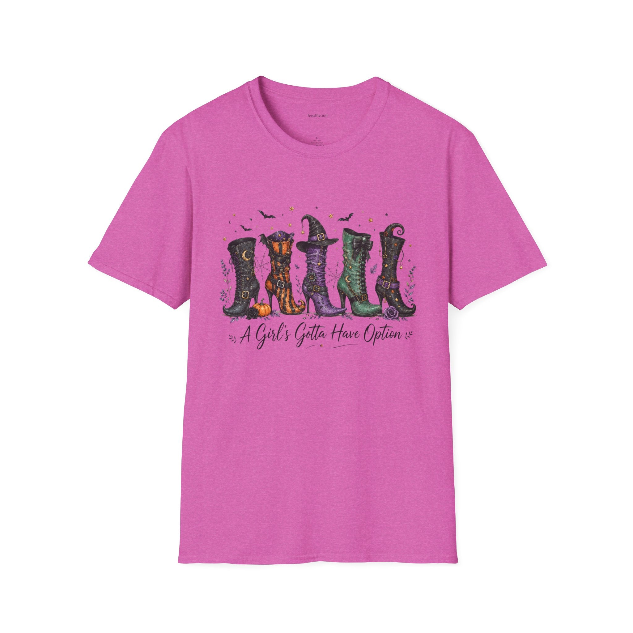 Halloween Witch Boots T-Shirt — "A Girl's Gotta Have Options" Graphic Tee