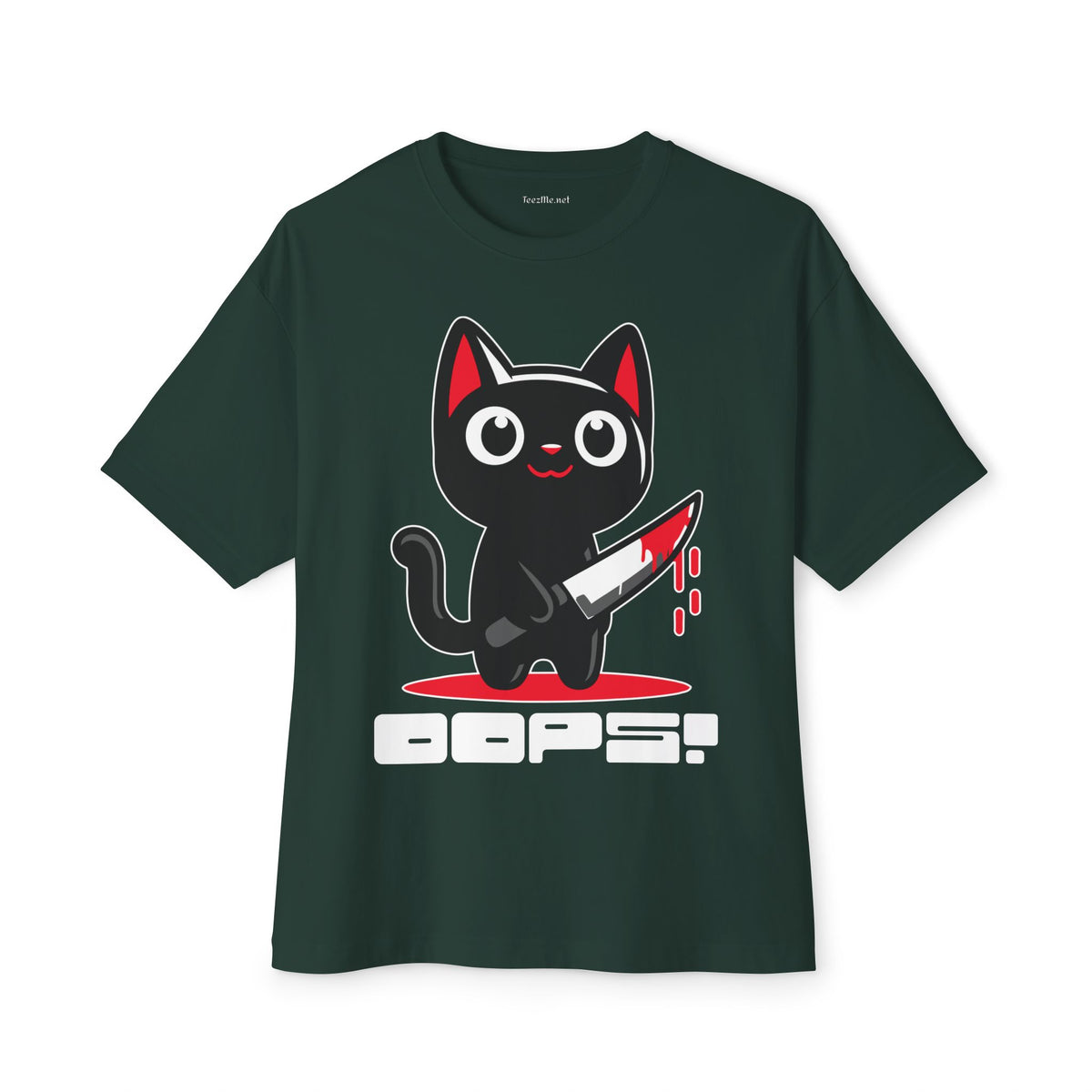 Oops! Knife Cat Tee — Cute Kawaii Black Cat Shirt