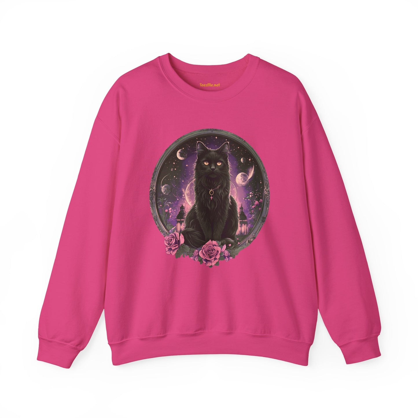 Moon Witchy Black Cat Unisex Heavy Bend™ Crewneck Sweatshirt Graphic