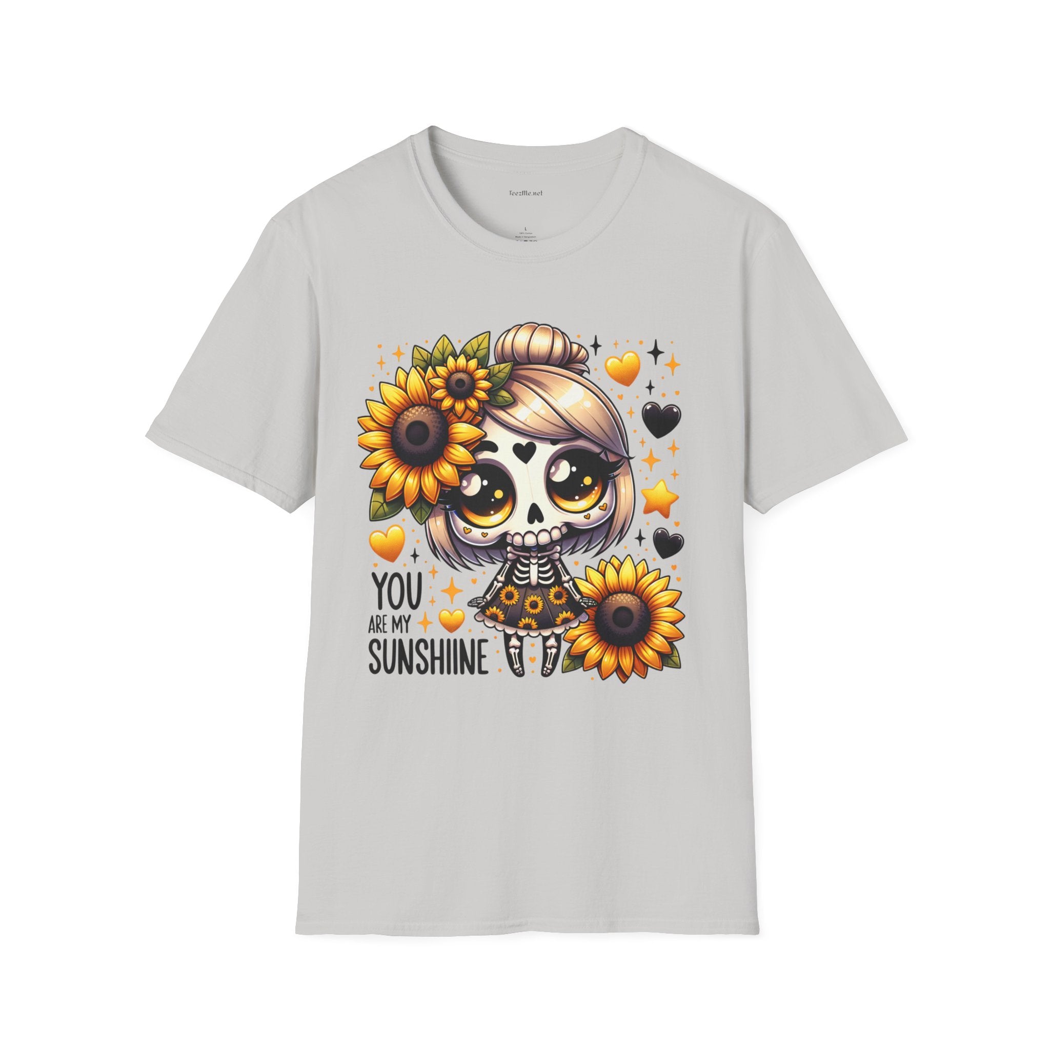Sunflower Day of the Dead Tee — "You Are My Sunshine" Cute Sugar Skull Shirt