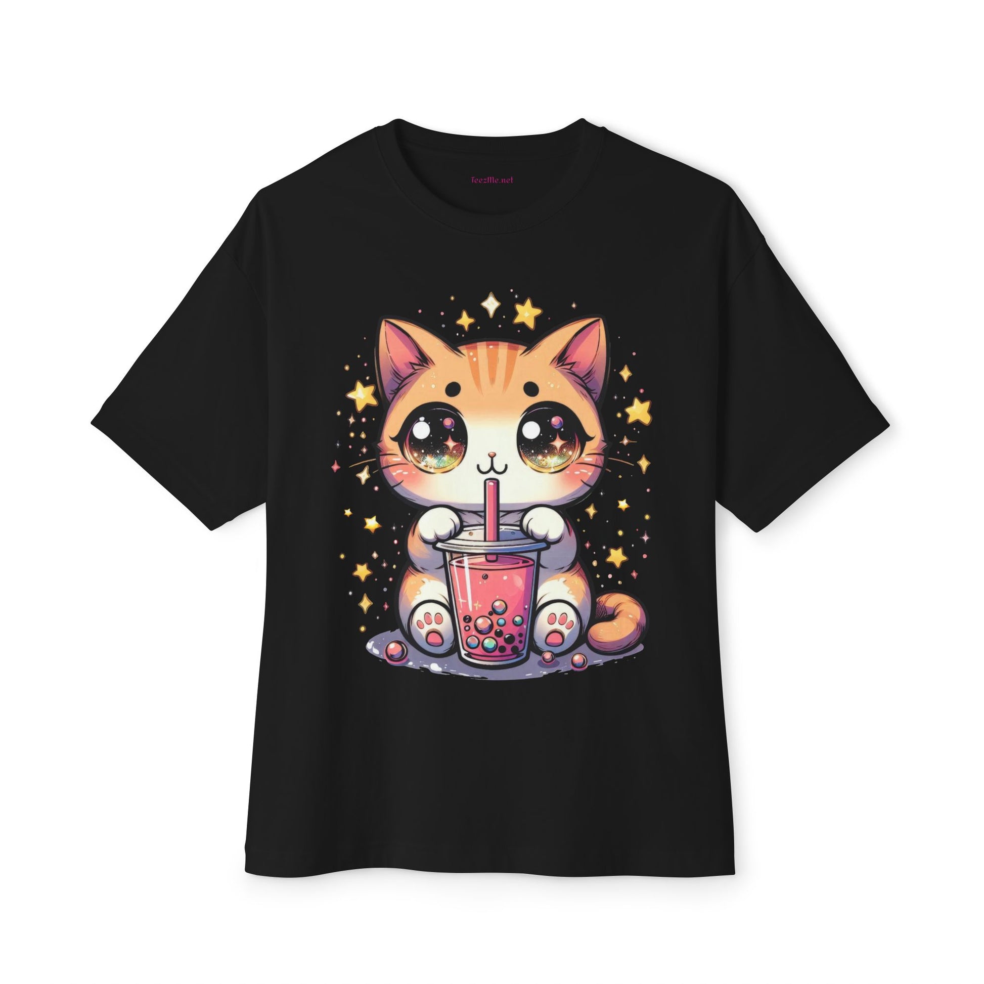 Anime Cat Bubble Tea  (1) Unisex Oversized Boxy Tee