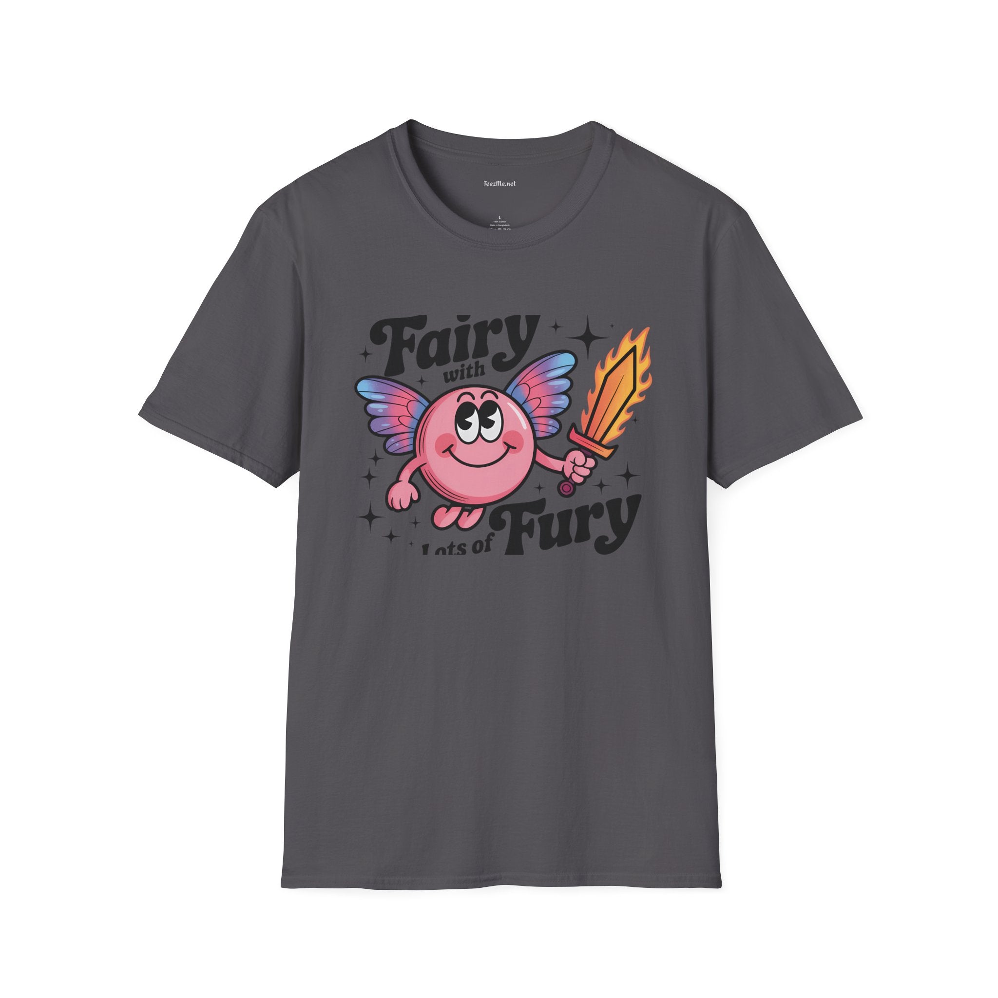 Fairy with Lots of Fury Unisex Softstyle T-Shirt 100% Cotton Graphic