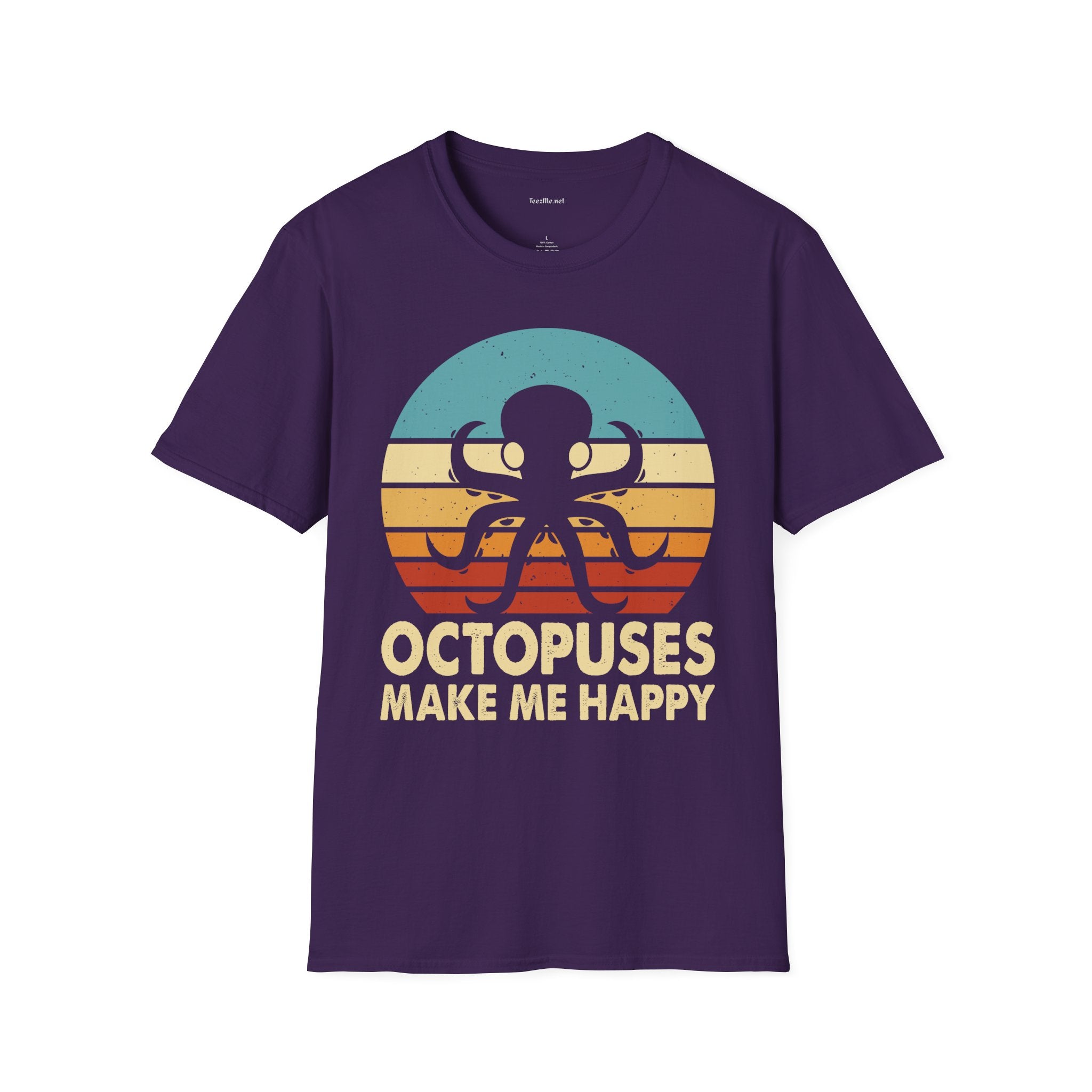 Octopuses Make Me Happy Unisex Softstyle T-Shirt 100% Cotton Graphic