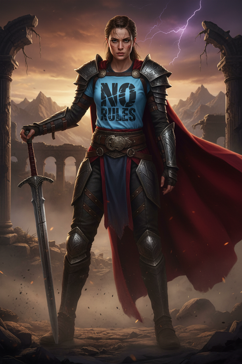 T-Shirt — "NO RULES" Bold Graphic Tee (Edgy Streetwear, Rebellious Statement Shirt)