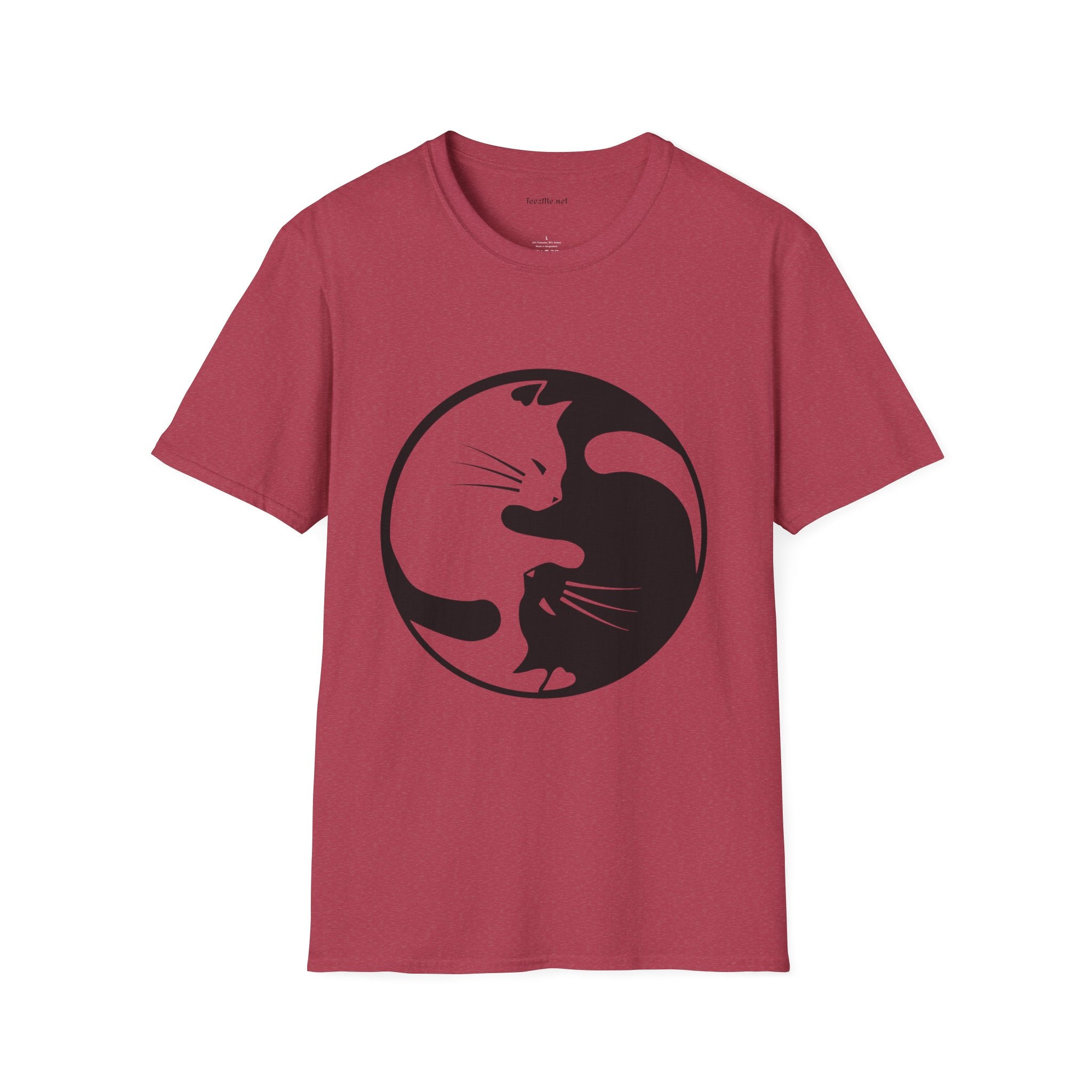 Yin Yang Cat3 Unisex Soft T-Shirt 100% Cotton Graphic