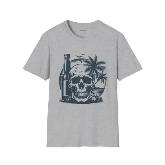 Skull with Beer 02 Unisex Softstyle T-Shirt 100% Cotton