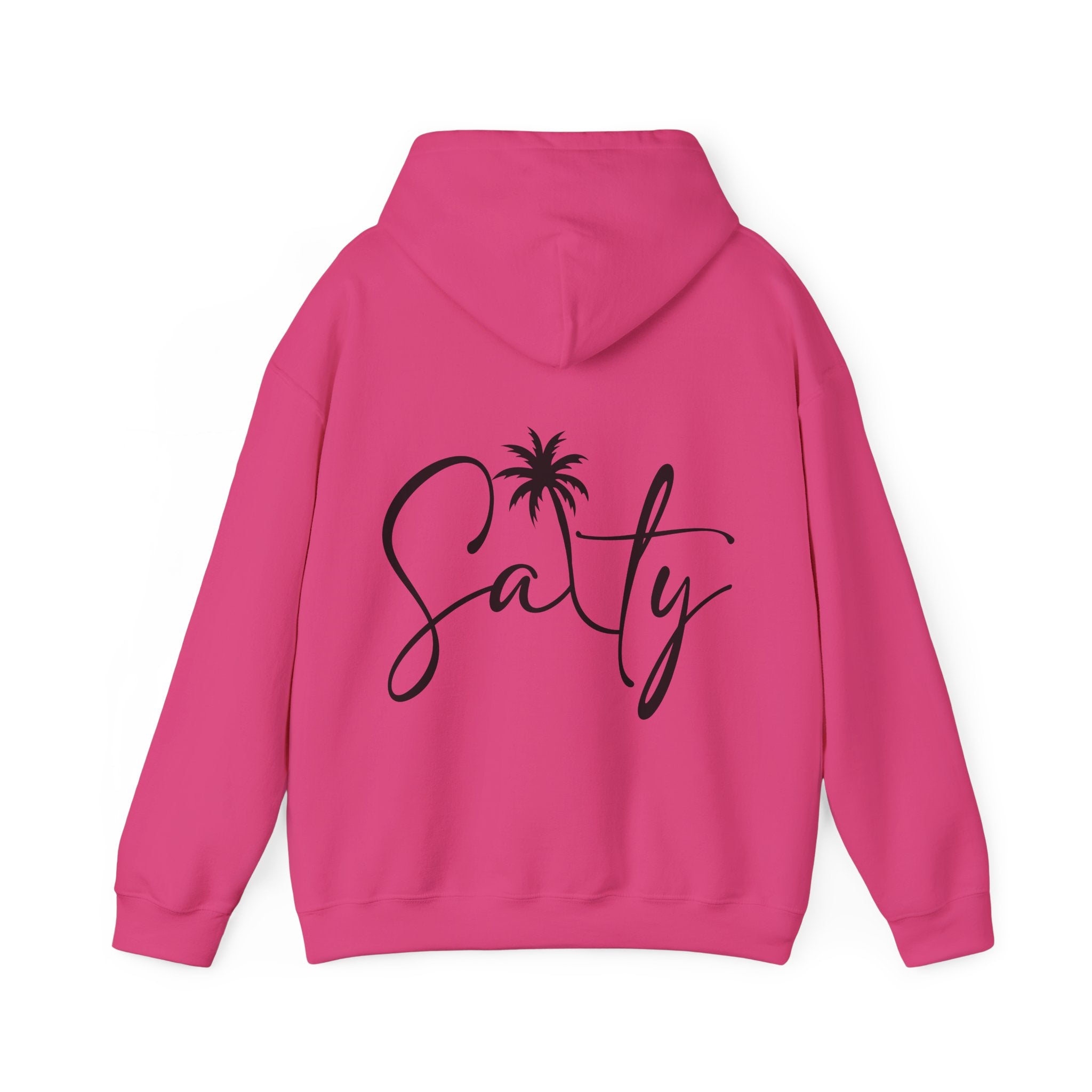 Salty Palm Hoodie — Coastal Script Beach Sweatshirt