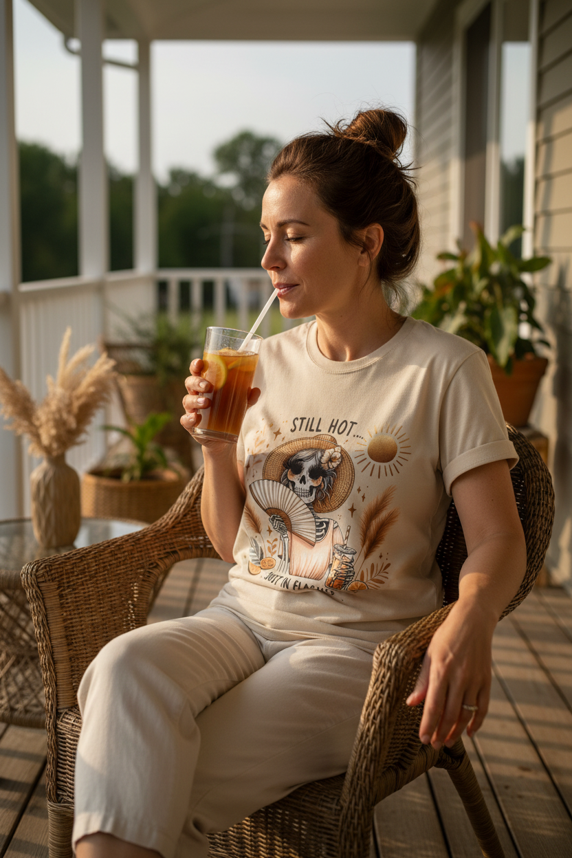 Still Hot Just In Flashes Unisex Soft Style T-Shirt 100% Cotton Graphic