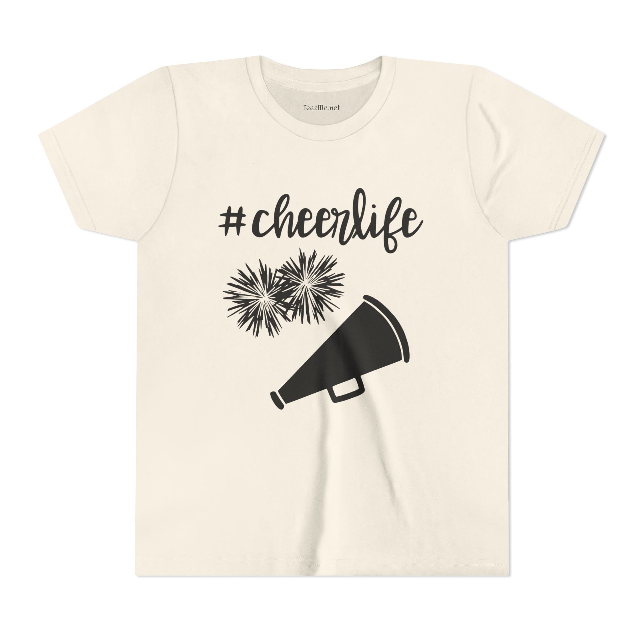 Youth Cheer Tee - “#cheerlife” Megaphone & Pom Design
