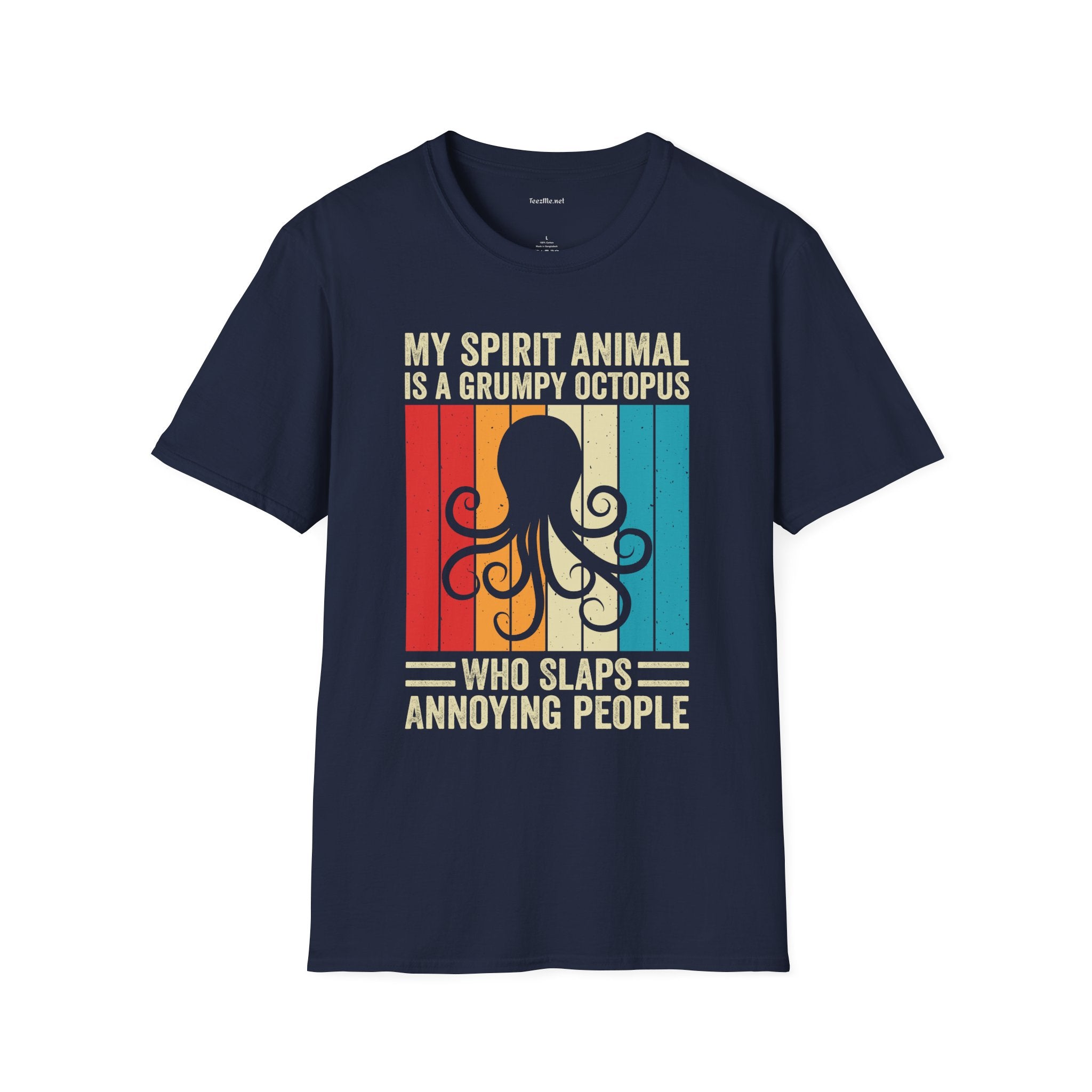 Grumpy Octopus Spirit Animal Unisex Softstyle T-Shirt 100% Cotton Graphic