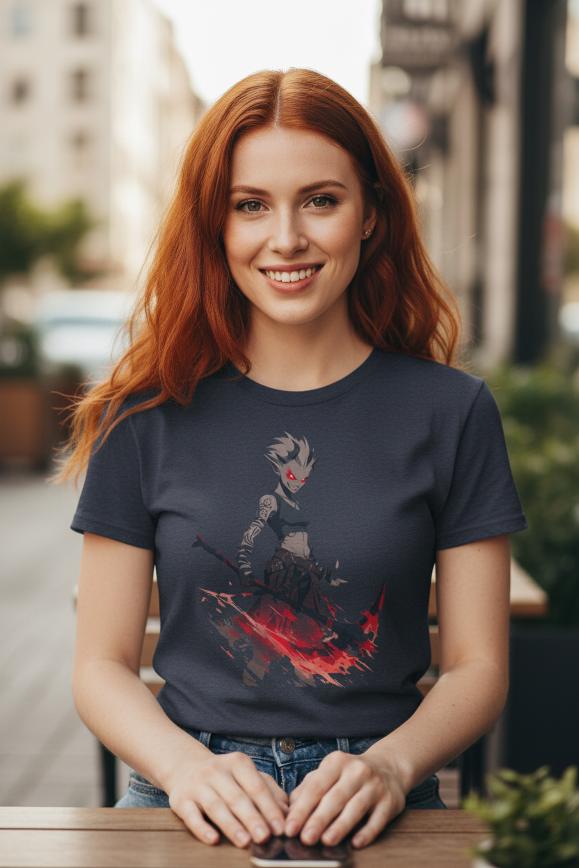 Anime Demon Girl Unisex Softstyle T-Shirt 100% Cotton Graphic