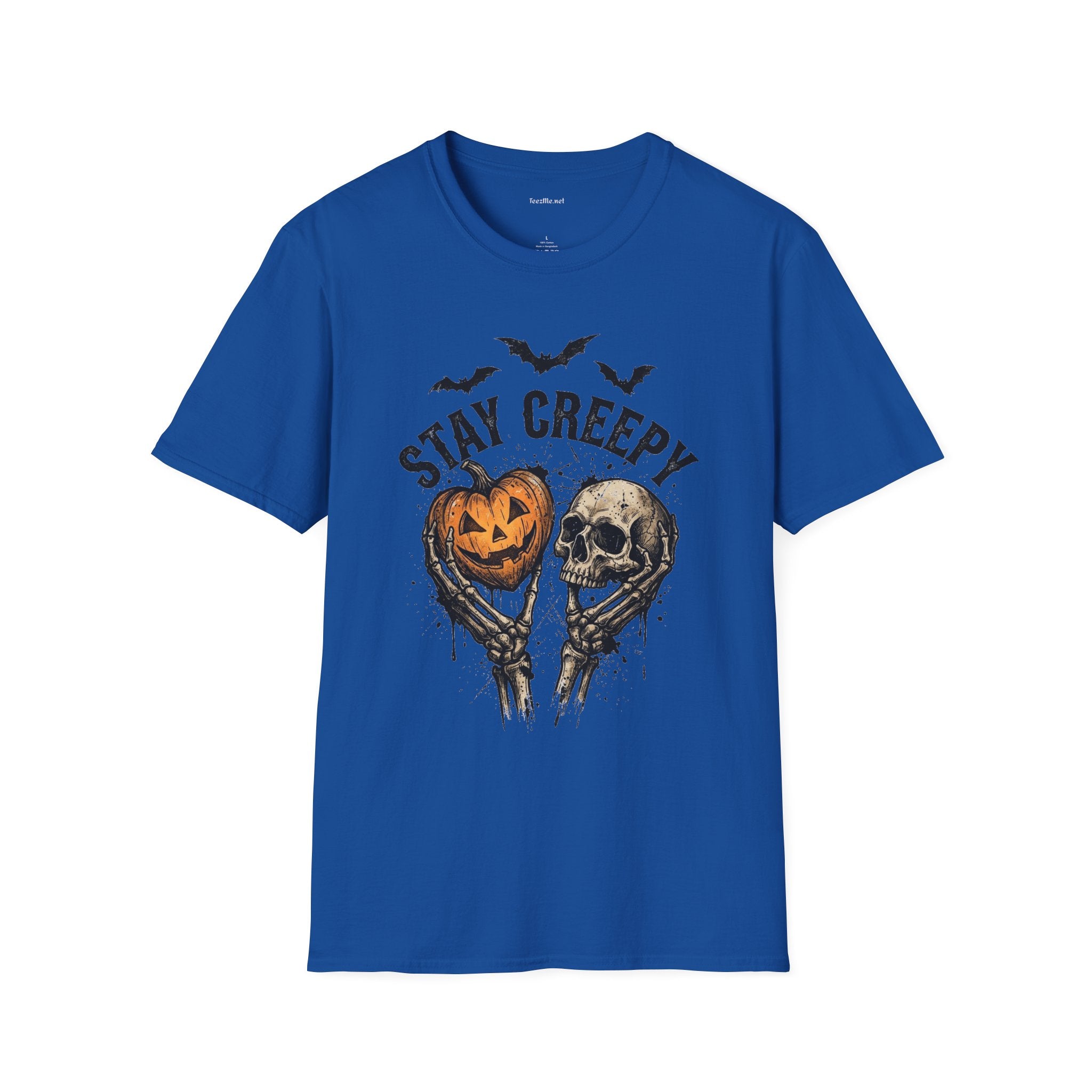 Stay Creepy Halloween T-Shirt — Pumpkin & Skull Spooky Graphic Tee