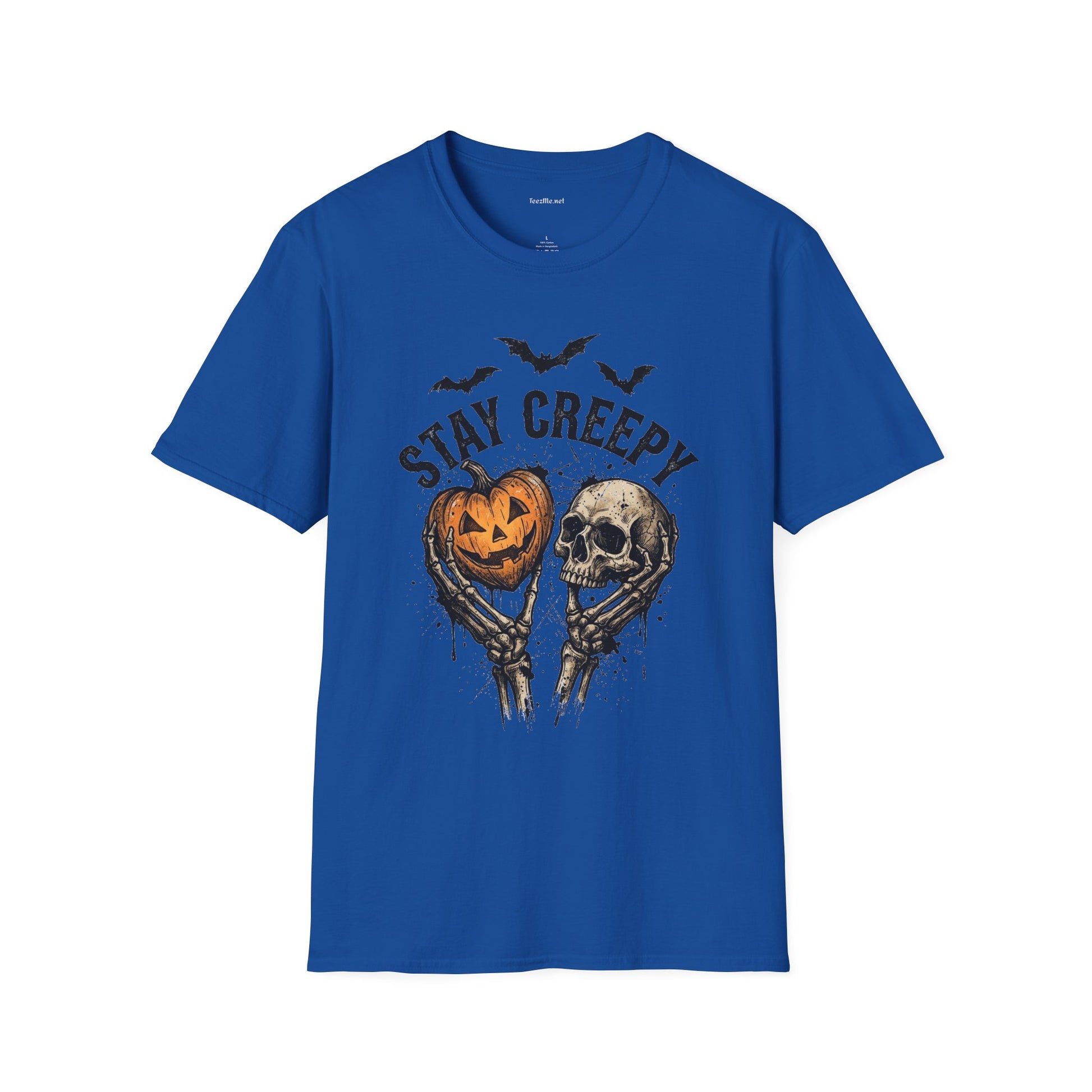Stay Creepy Halloween T-Shirt — Pumpkin & Skull Spooky Graphic Tee