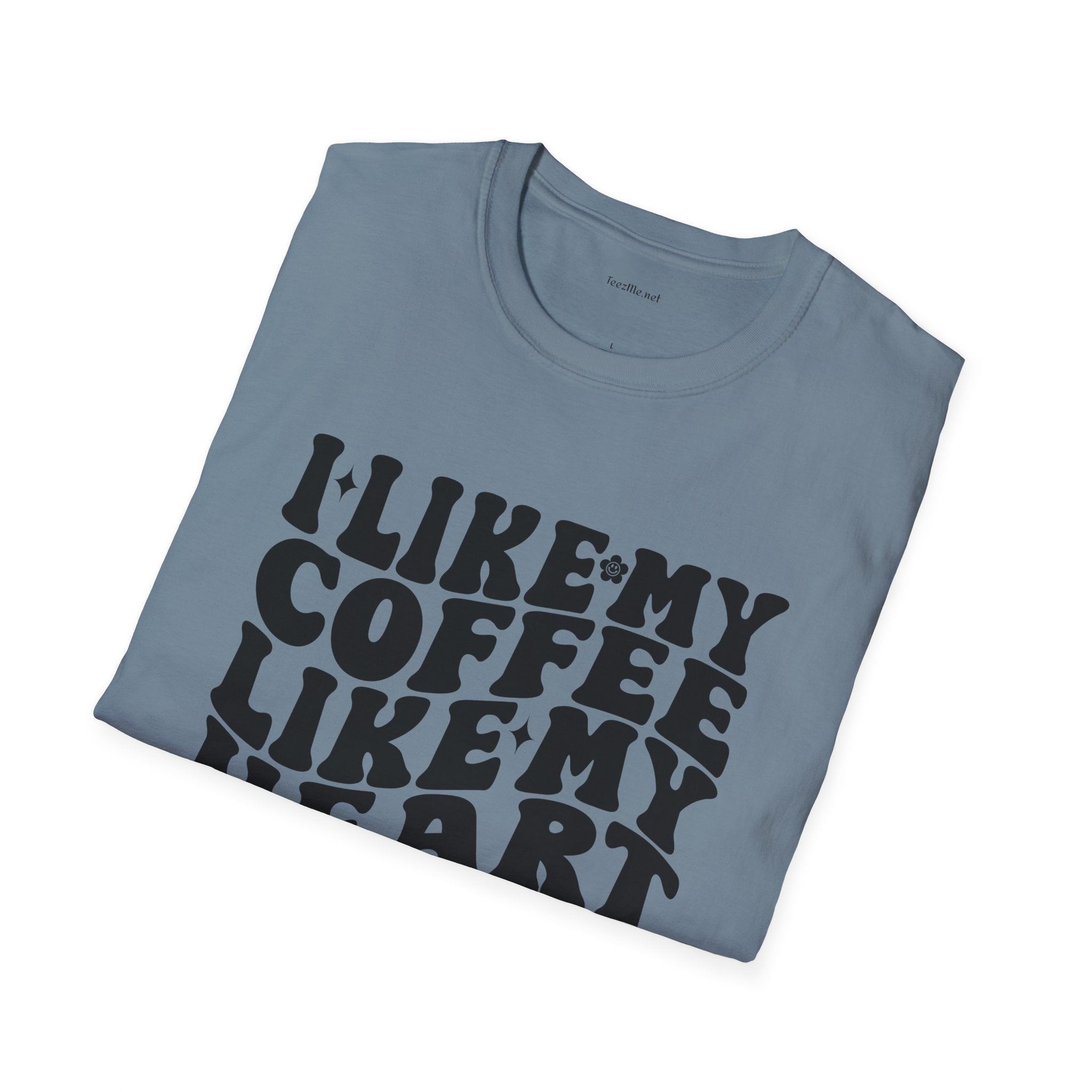 Coffee T-Shirt — "I Like My Coffee Like My Heart Black & Cold" Retro Tee