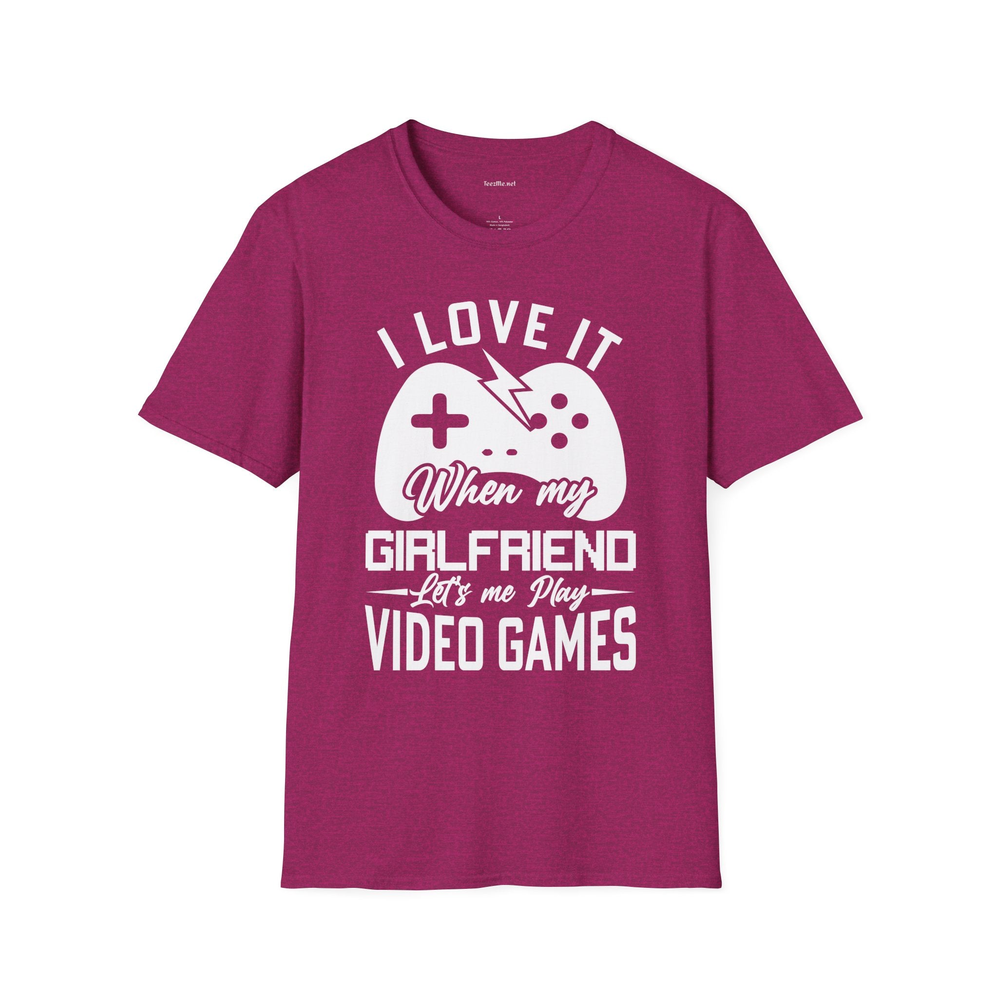 I Love It When My Girlfriend Let's Me Play Unisex Softstyle T-Shirt 100% Cotton Graphic