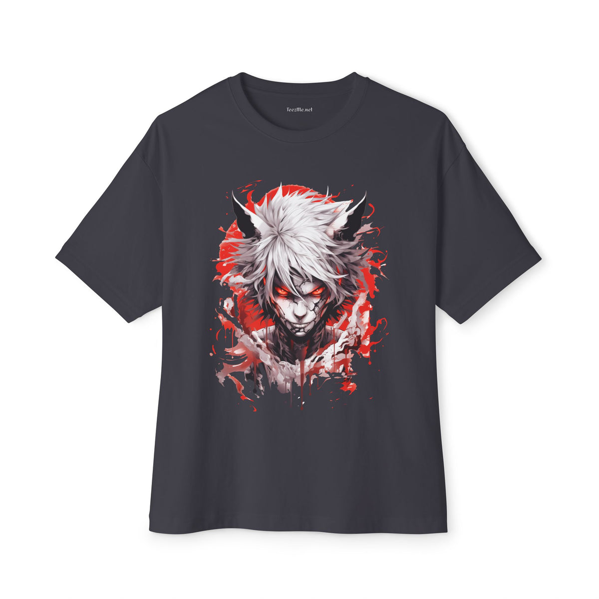 Anime Demon Mask T-Shirt — Red & White Dark Fantasy Graphic Tee