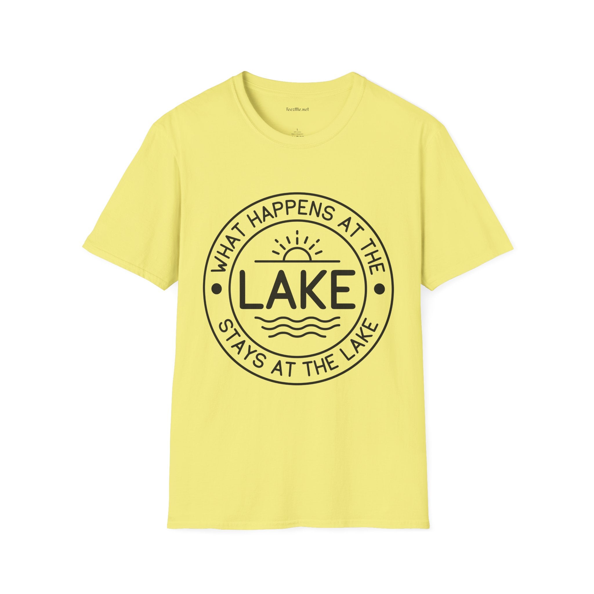 What Happens At The Lake Unisex Softstyle T-Shirt 100% Cotton Graphic