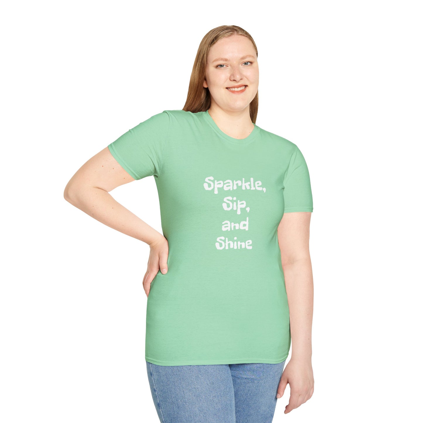 Sparkle, sip, and shine - Unisex Softstyle T-Shirt 100% Cotton Graphic