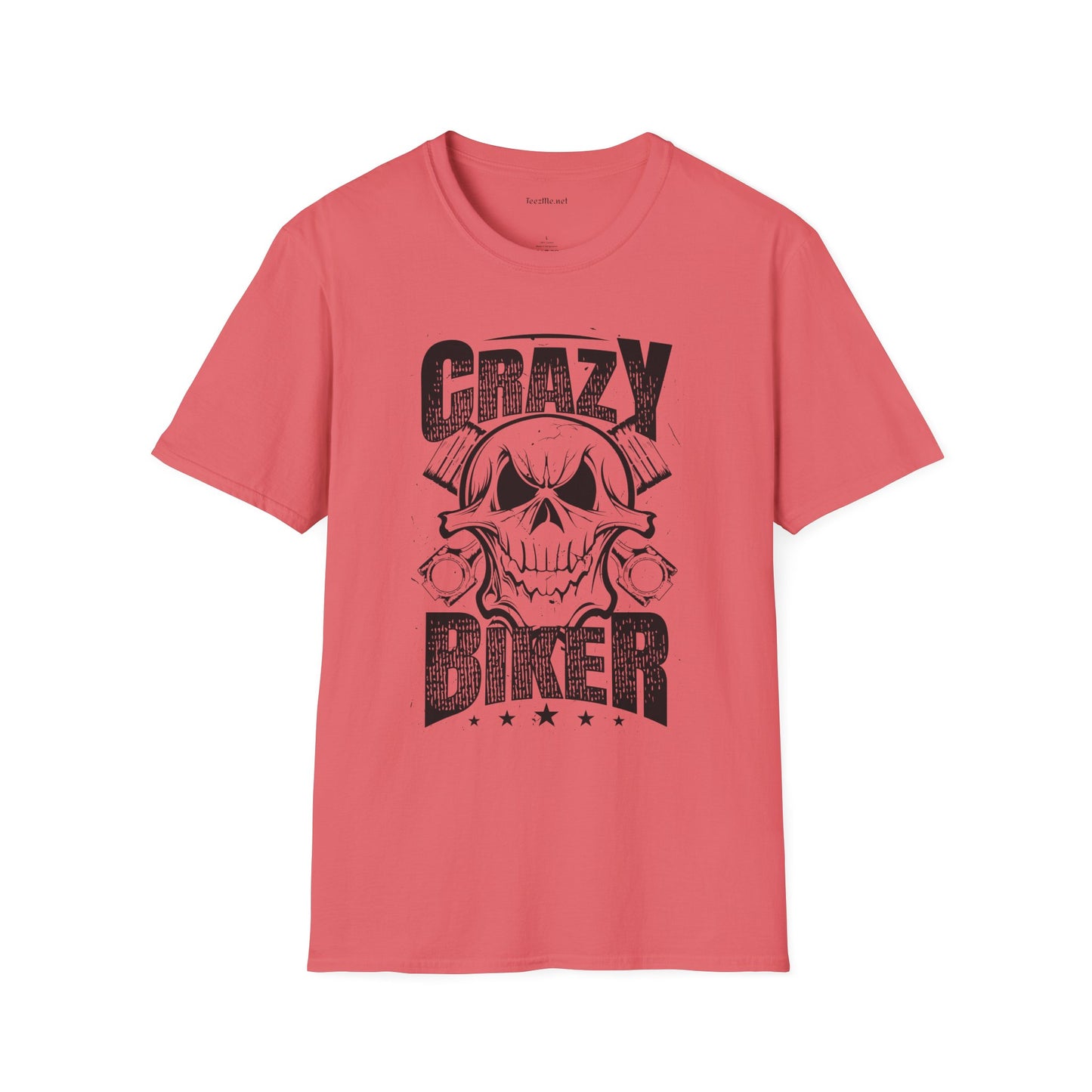 Crazy Biker Unisex Softstyle T-Shirt 100% Cotton Graphic